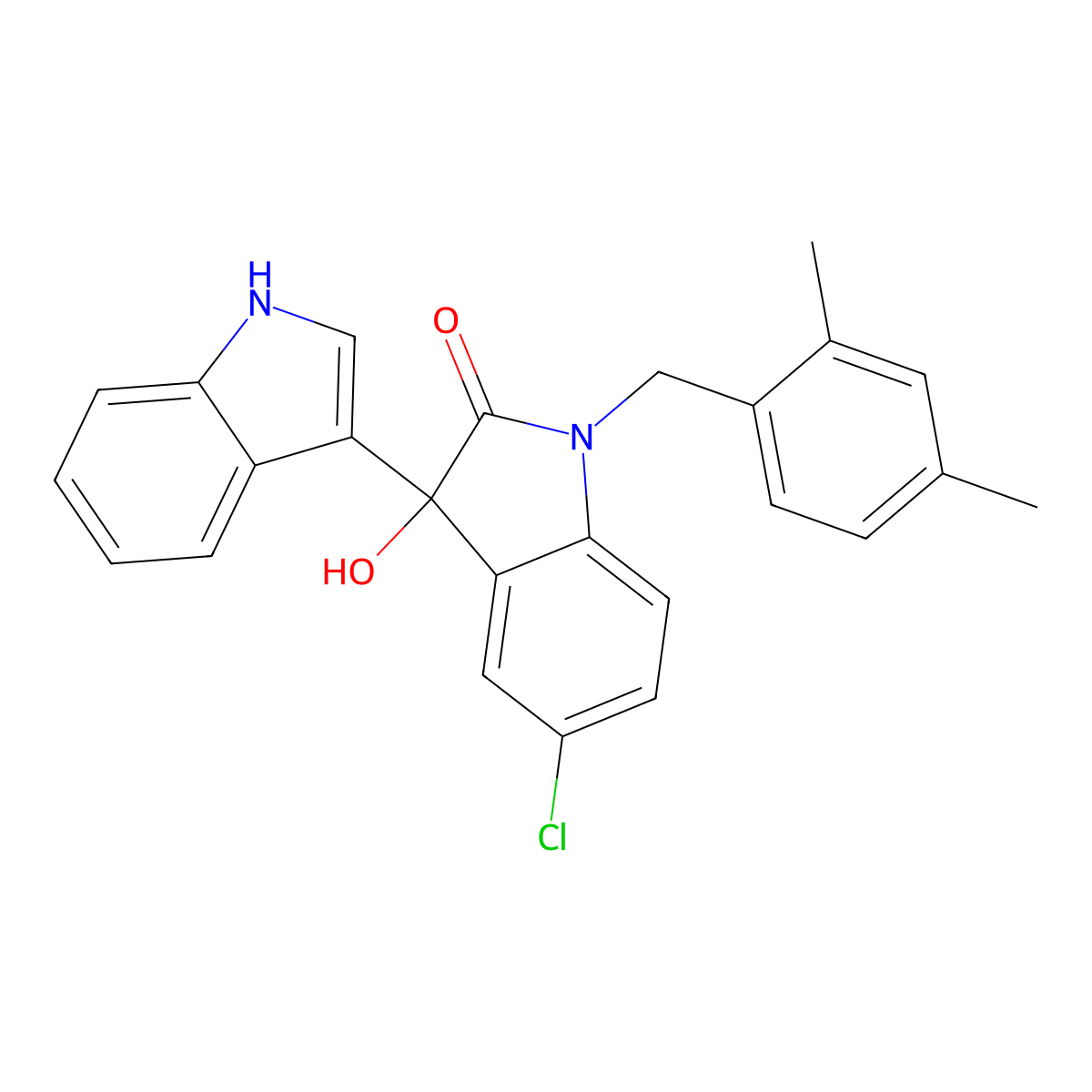 5-chloro-1-[(2,4-dimethylphenyl)methyl]-3-hydroxy-3-(1H-indol-3-yl)indol-2-one molecular structure, CAS 717836-75-4