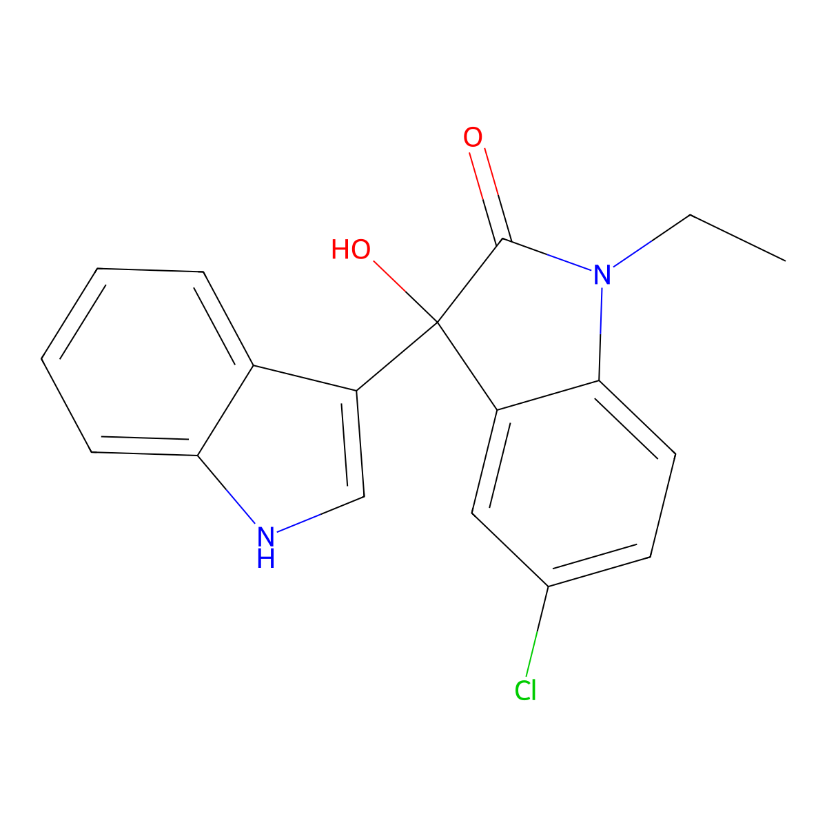5-chloro-1-ethyl-3-hydroxy-3-(1H-indol-3-yl)indol-2-one molecular structure, CAS 717836-99-2