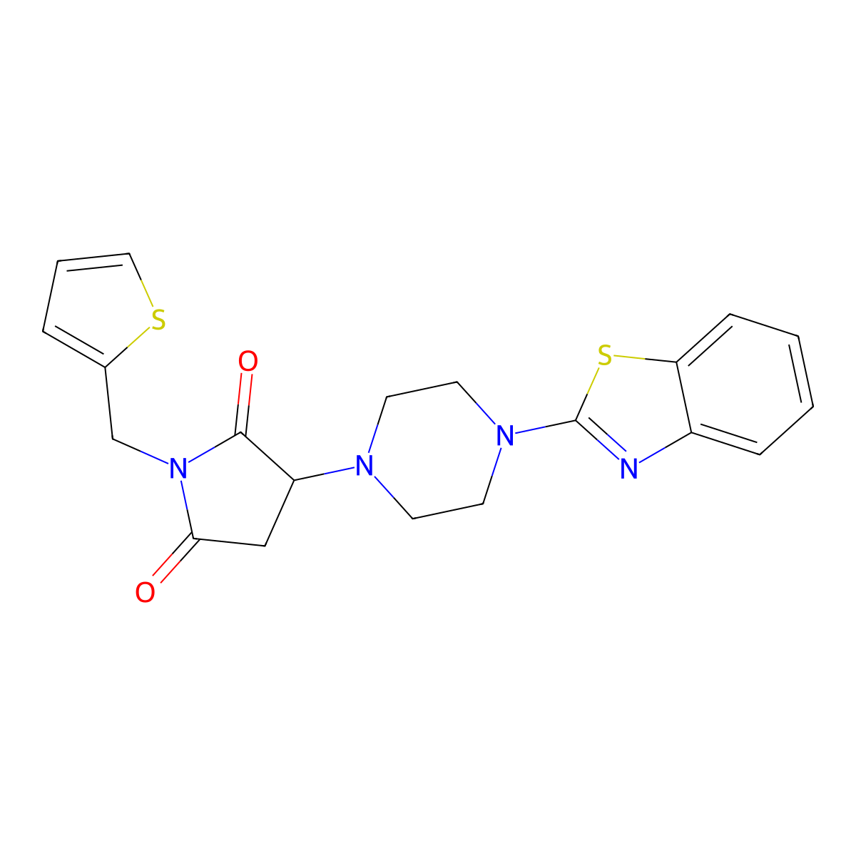 3-[4-(1,3-Benzothiazol-2-yl)piperazin-1-yl]-1-(thiophen-2-ylmethyl)pyrrolidine-2,5-dione molecular structure, CAS 717837-17-7