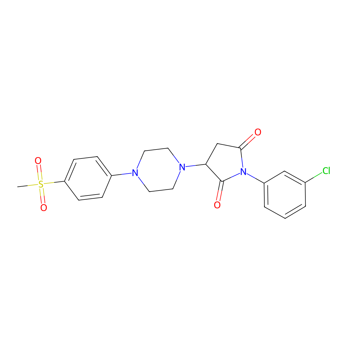 1-(3-Chlorophenyl)-3-[4-(4-methylsulfonylphenyl)piperazin-1-yl]pyrrolidine-2,5-dione molecular structure, CAS 717837-18-8