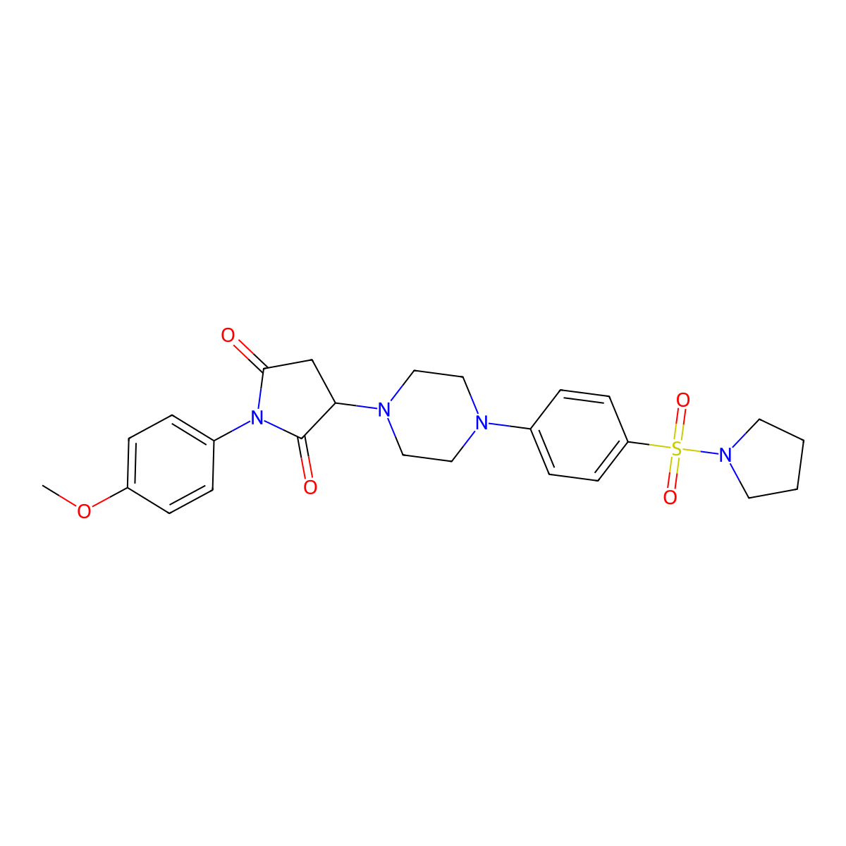 1-(4-Methoxyphenyl)-3-[4-(4-pyrrolidin-1-ylsulfonylphenyl)piperazin-1-yl]pyrrolidine-2,5-dione molecular structure, CAS 717837-19-9