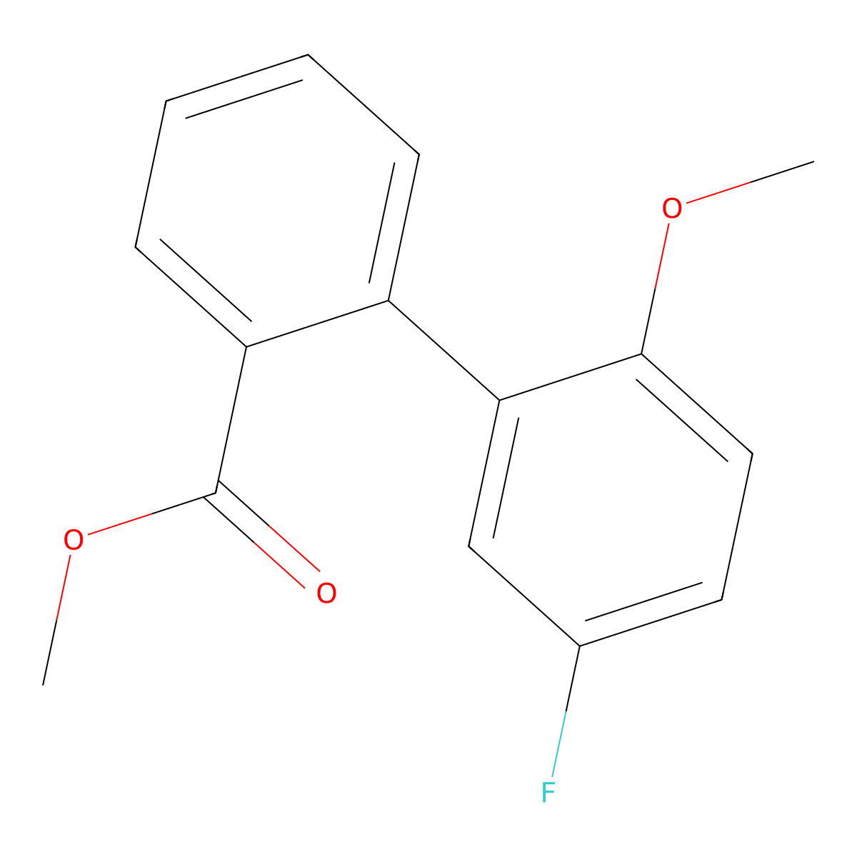 Methyl 5'-fluoro-2'-methoxy[1,1'-biphenyl]-2-carboxylate molecular structure, CAS 717837-45-1