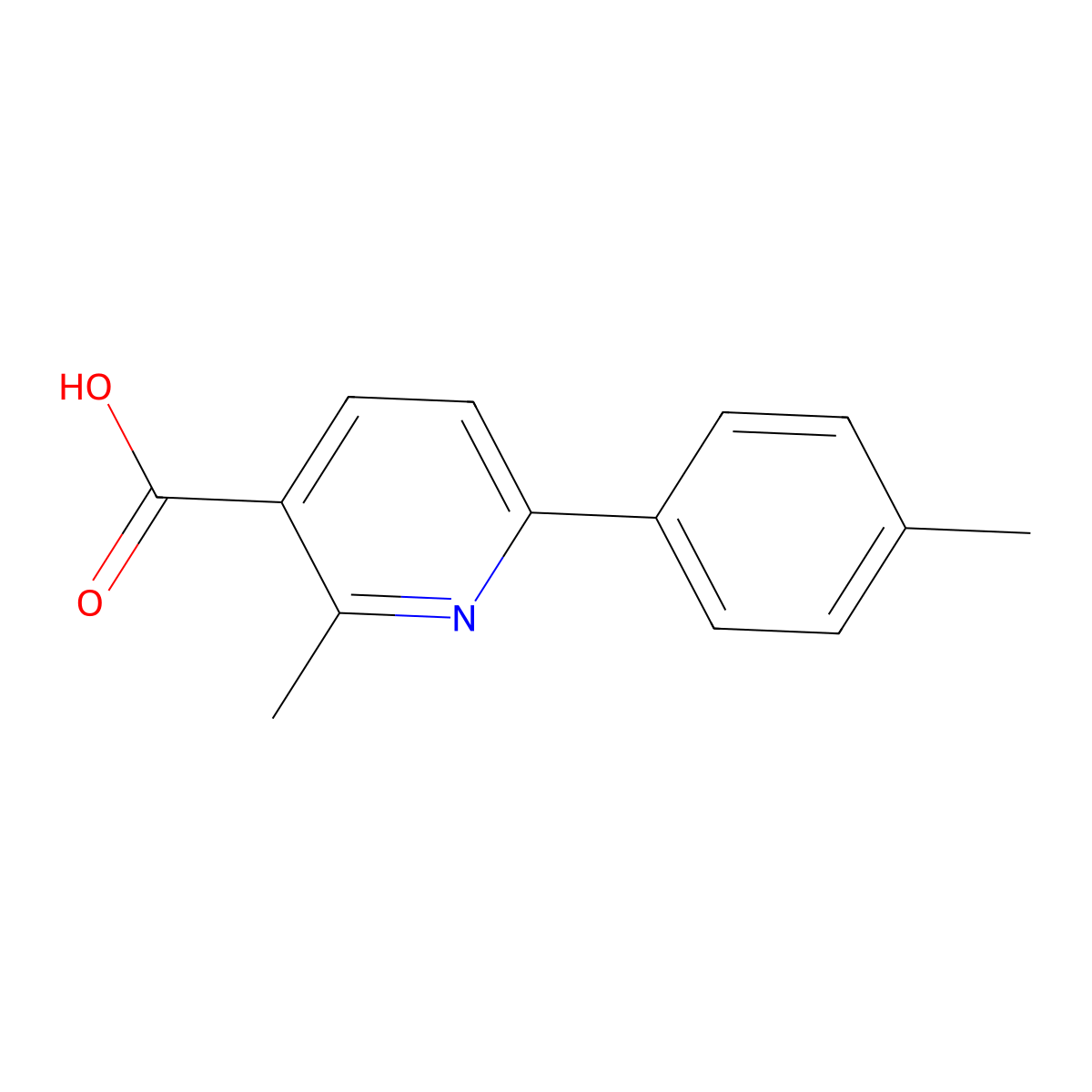 2-Methyl-6-p-tolylpyridine-3-carboxylic acid molecular structure, CAS 717838-40-9