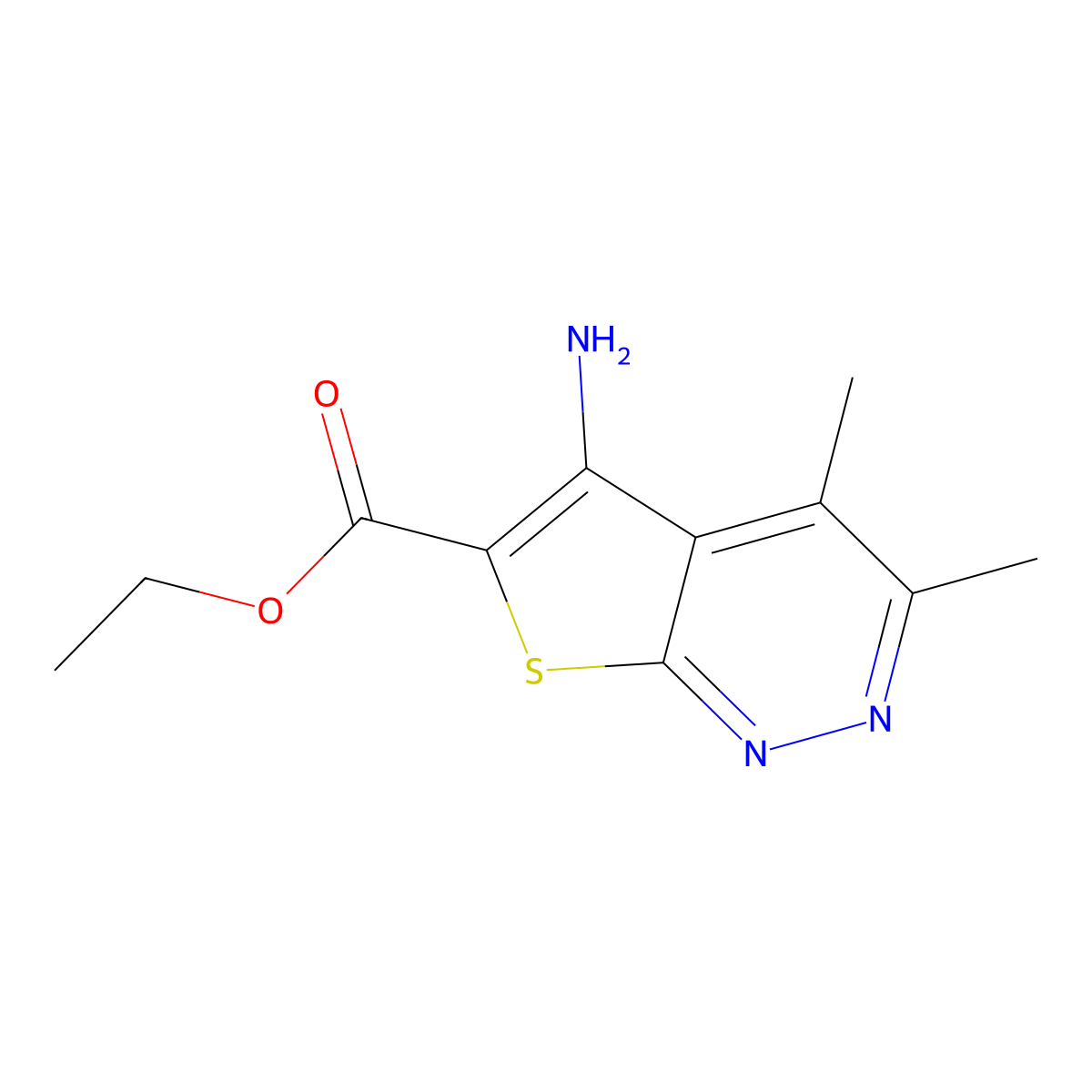 Ethyl 5-amino-3,4-dimethylthieno[2,3-c]pyridazine-6-carboxylate molecular structure, CAS 717840-40-9
