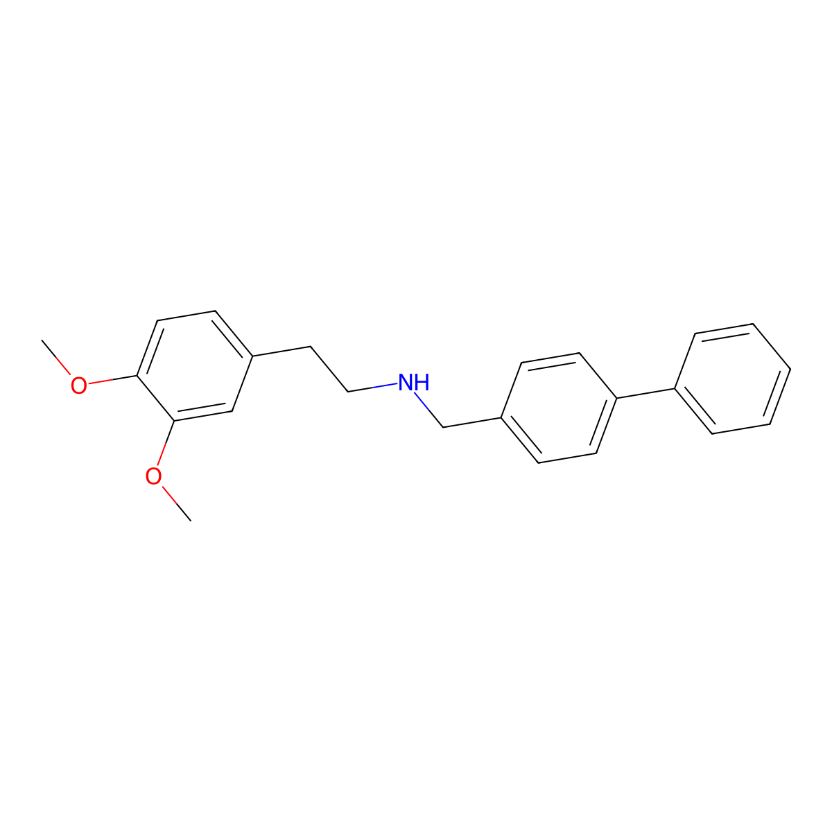 N-(biphenyl-4-ylmethyl)-2-(3,4-dimethoxyphenyl)ethanamine molecular structure, CAS 717843-99-7