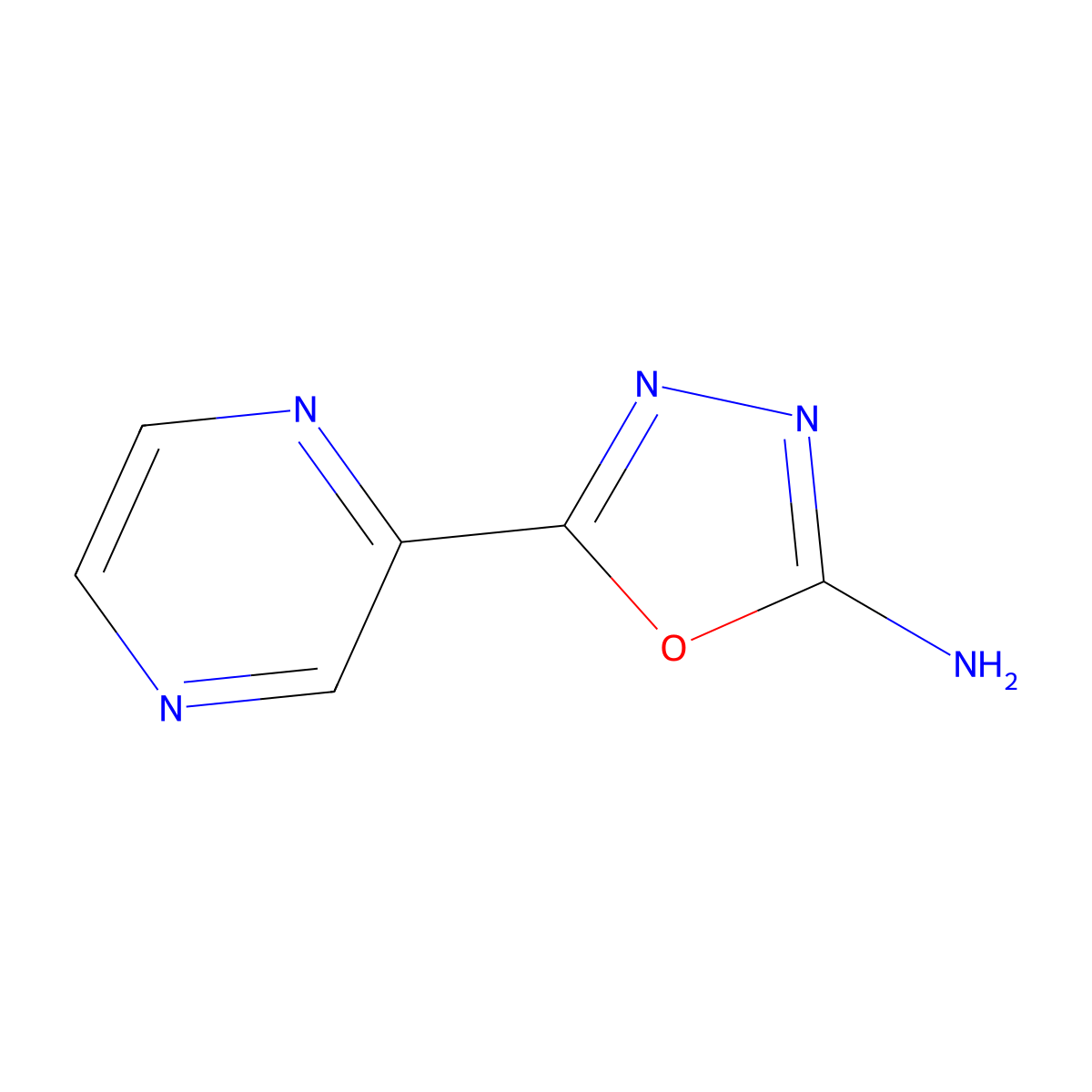 5-(Pyrazin-2-yl)-1,3,4-oxadiazol-2-amine molecular structure, CAS 717848-18-5