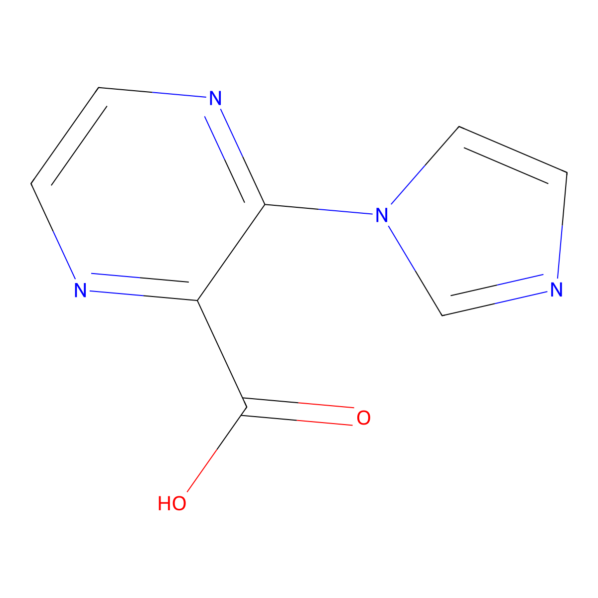 3-(1H-imidazol-1-yl)pyrazine-2-carboxylic acid molecular structure, CAS 717848-23-2