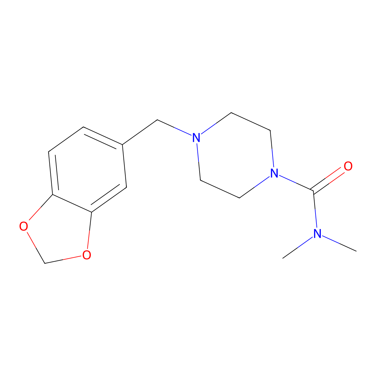 4-(1,3-benzodioxol-5-ylmethyl)-N,N-dimethylpiperazine-1-carboxamide molecular structure, CAS 717853-04-8