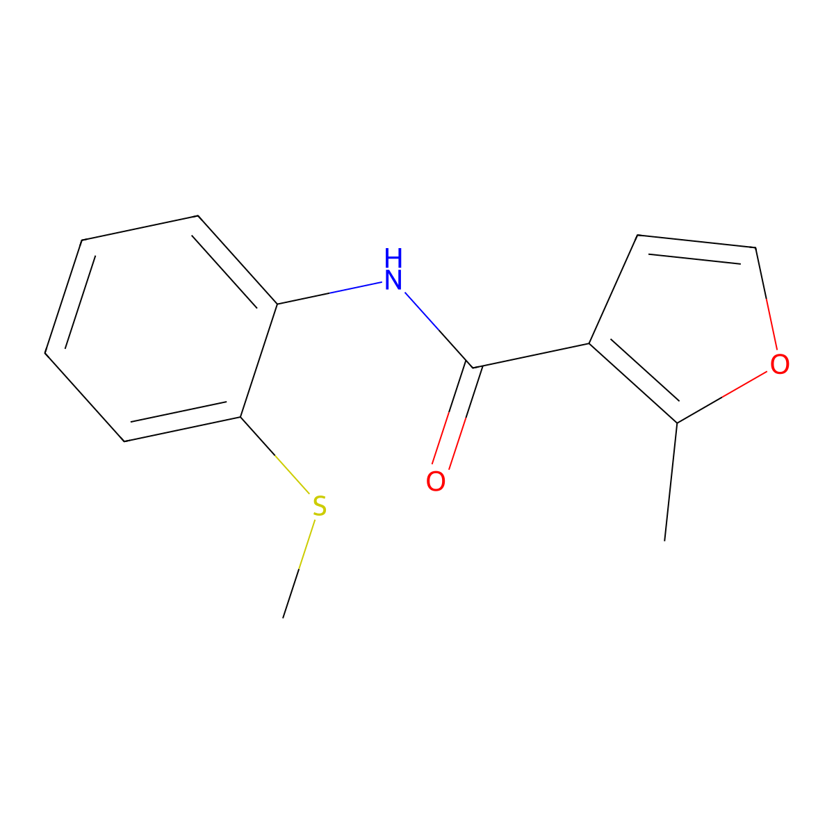 2-Methyl-N-(2-(methylthio)phenyl)furan-3-carboxamide molecular structure, CAS 717854-49-4