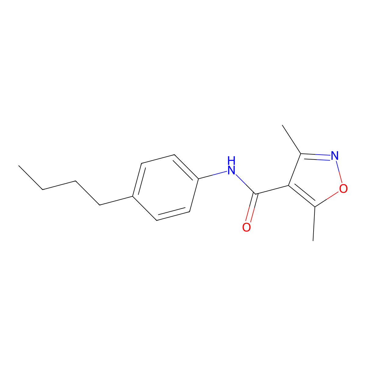 N-(4-butylphenyl)-3,5-dimethyl-1,2-oxazole-4-carboxamide molecular structure, CAS 717854-53-0