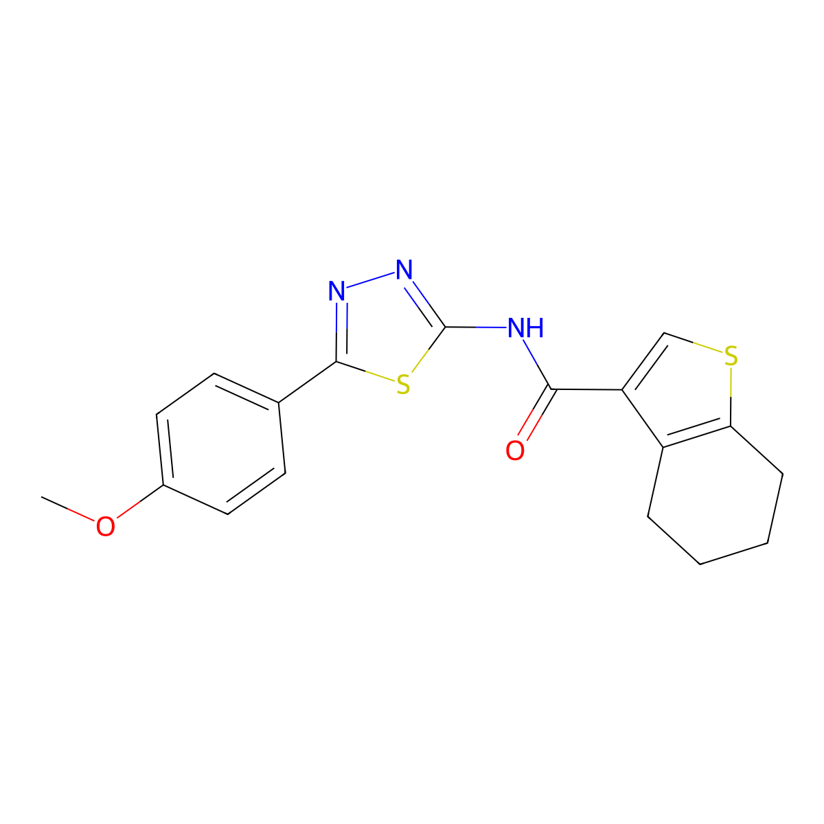 N-[5-(4-methoxyphenyl)-1,3,4-thiadiazol-2-yl]-4,5,6,7-tetrahydro-1-benzothiophene-3-carboxamide molecular structure, CAS 717855-04-4