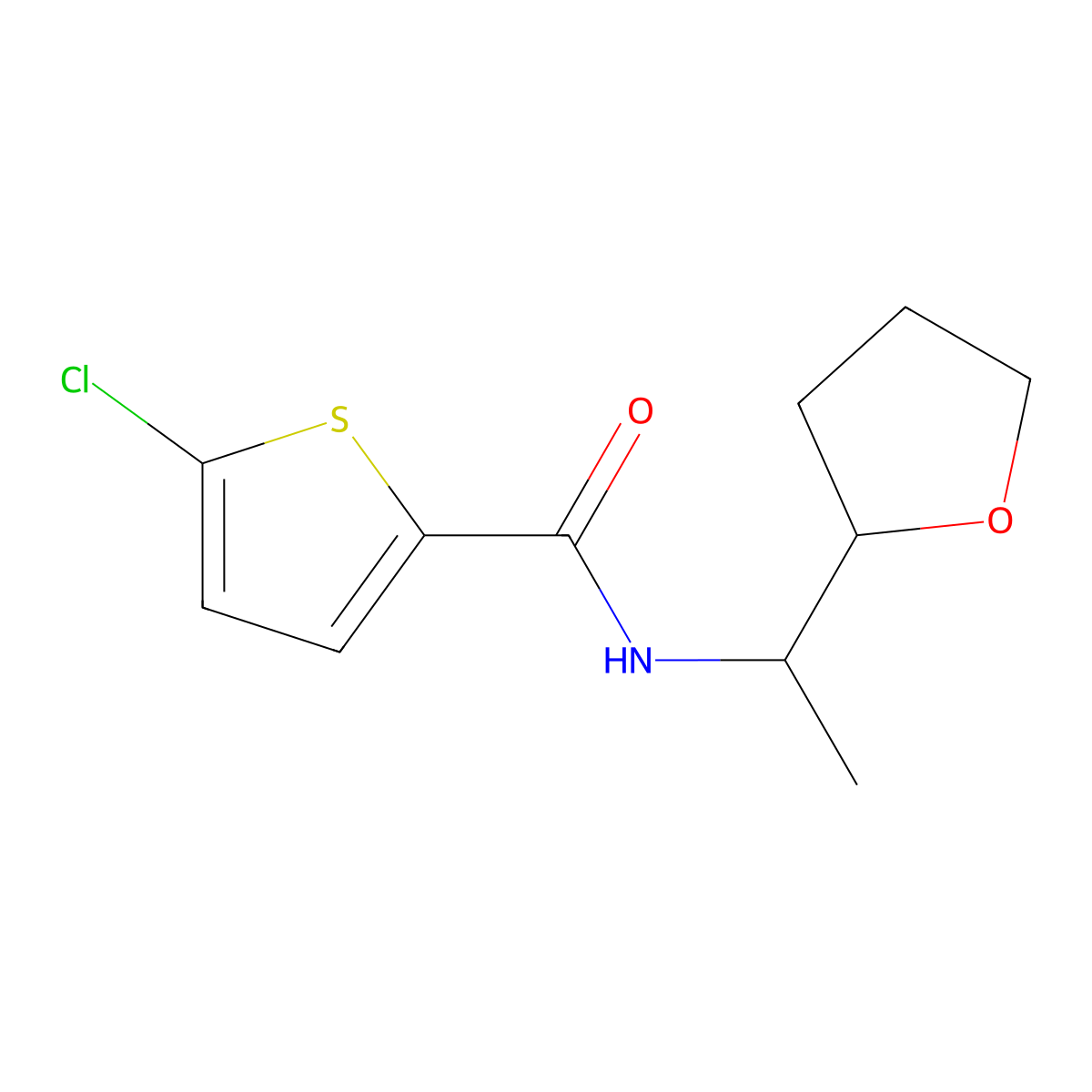 5-chloro-N-[1-(oxolan-2-yl)ethyl]thiophene-2-carboxamide molecular structure, CAS 717855-32-8