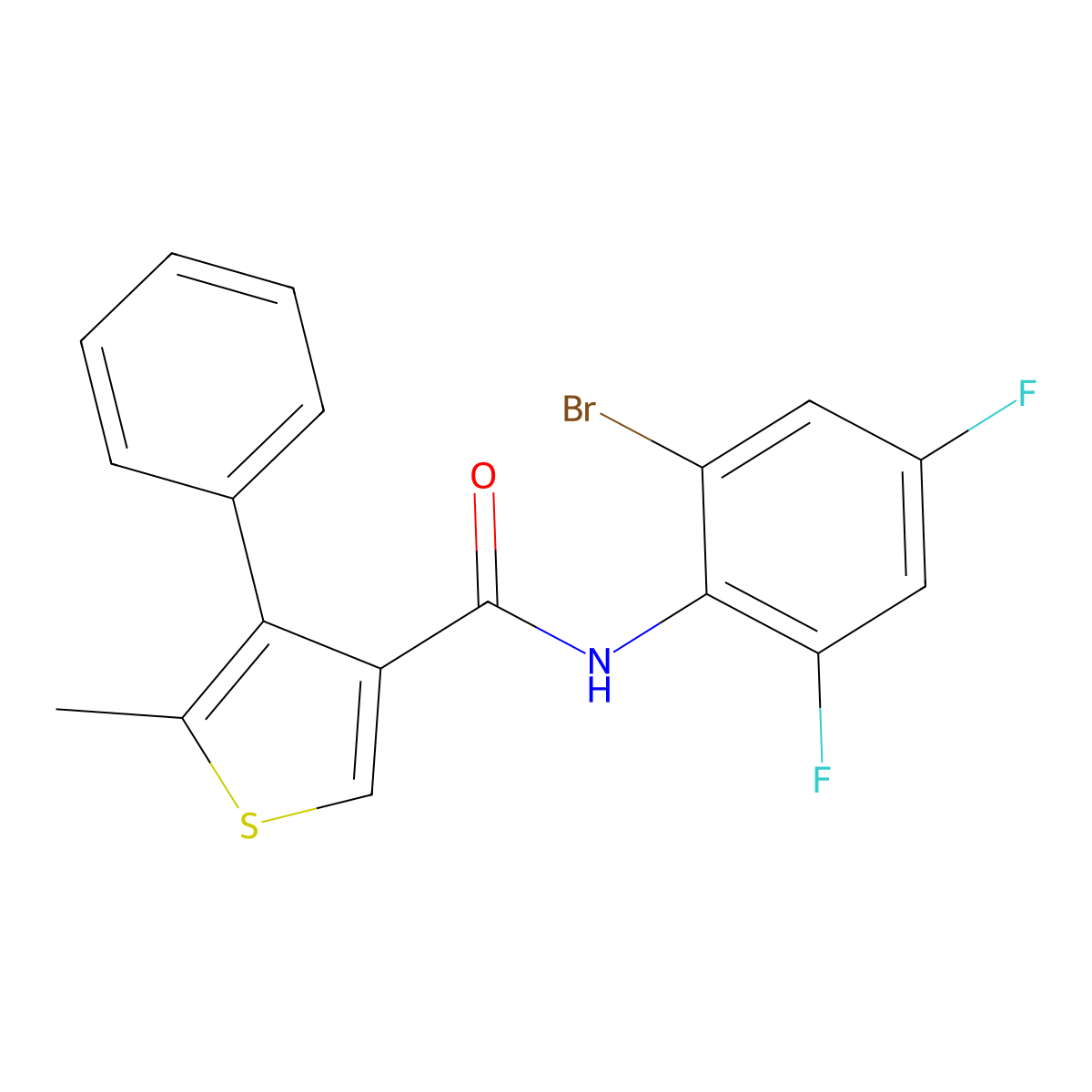 N-(2-bromo-4,6-difluorophenyl)-5-methyl-4-phenylthiophene-3-carboxamide molecular structure, CAS 717855-38-4