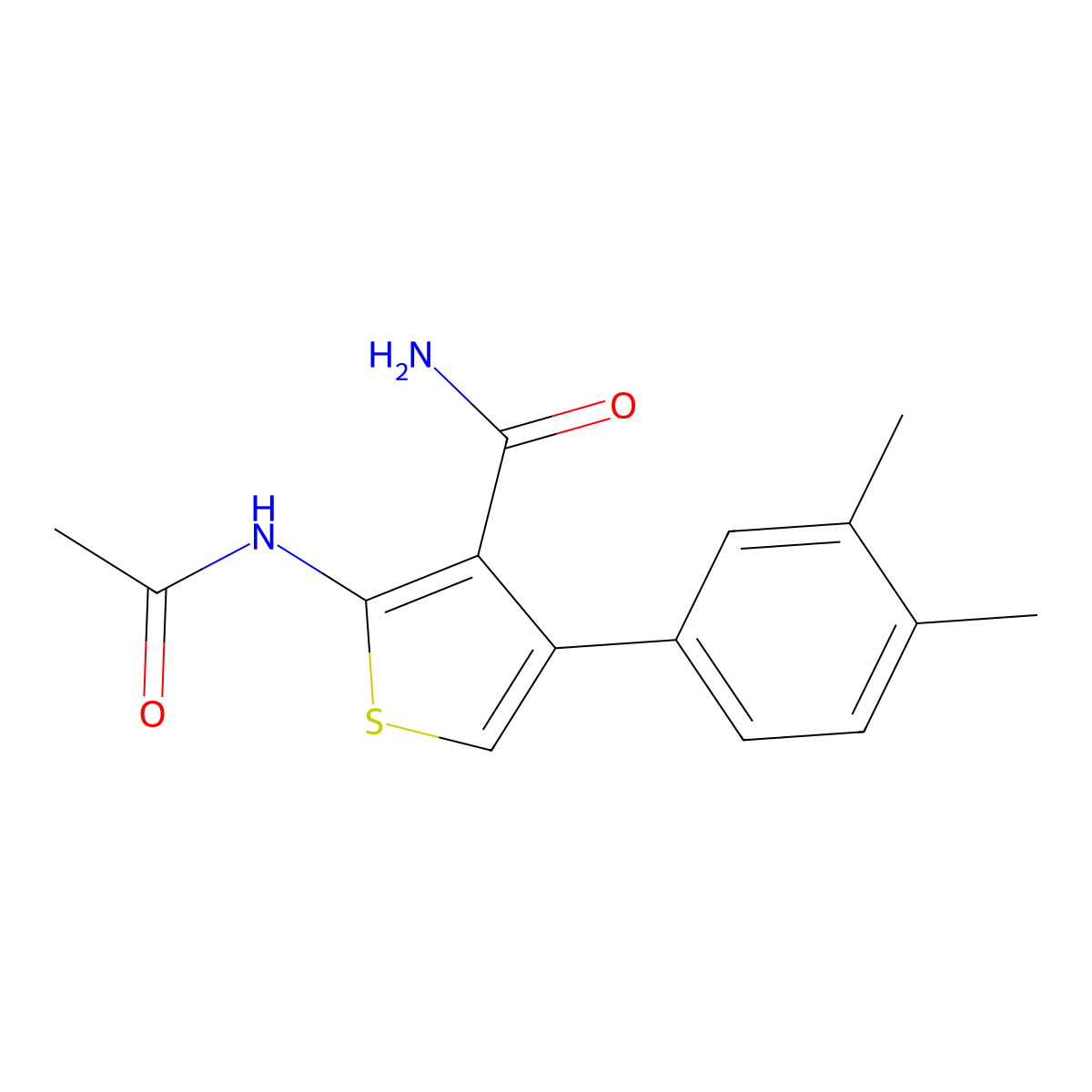 2-(Acetylamino)-4-(3,4-dimethylphenyl)thiophene-3-carboxamide molecular structure, CAS 717855-40-8