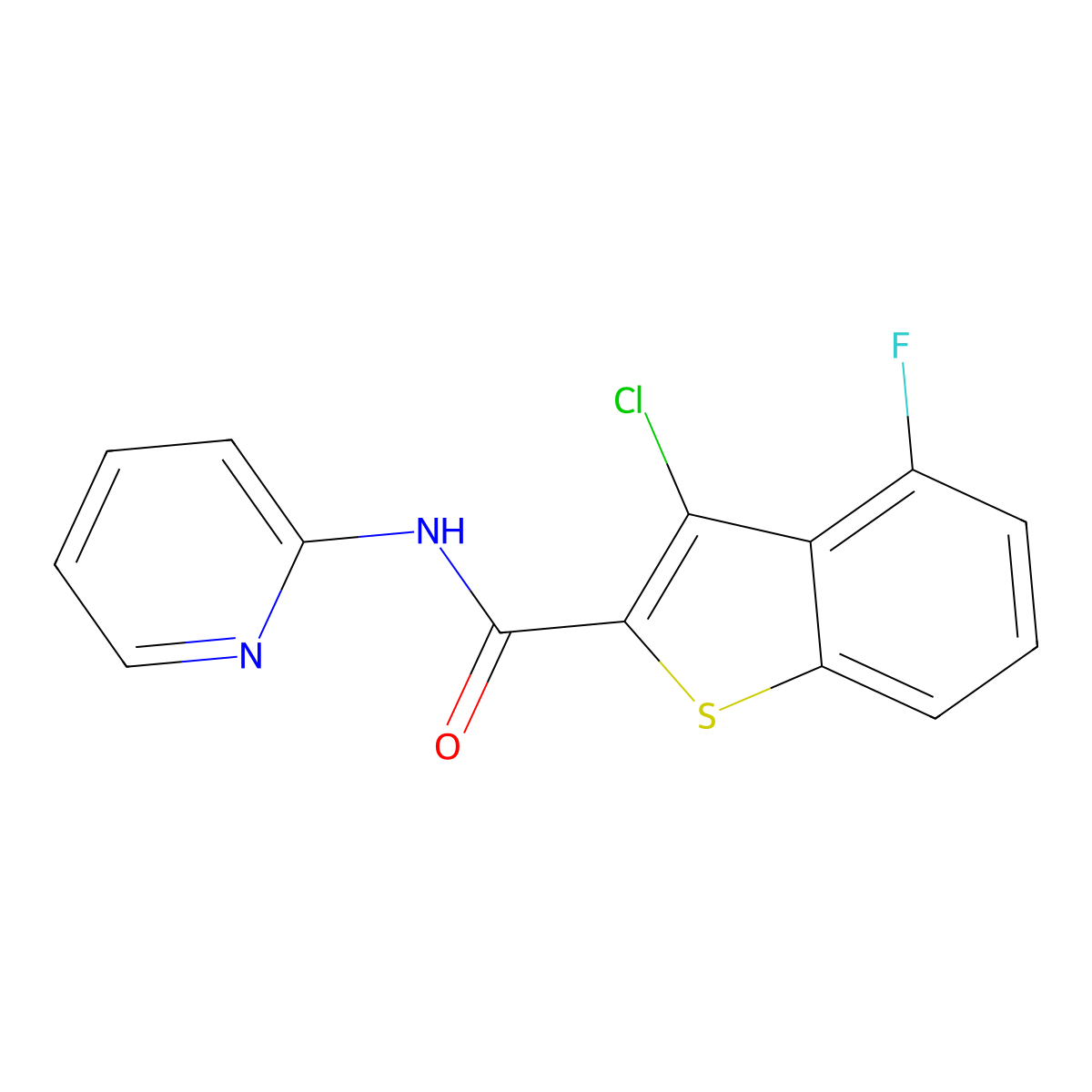 3-chloro-4-fluoro-N-pyridin-2-yl-1-benzothiophene-2-carboxamide molecular structure, CAS 717855-70-4