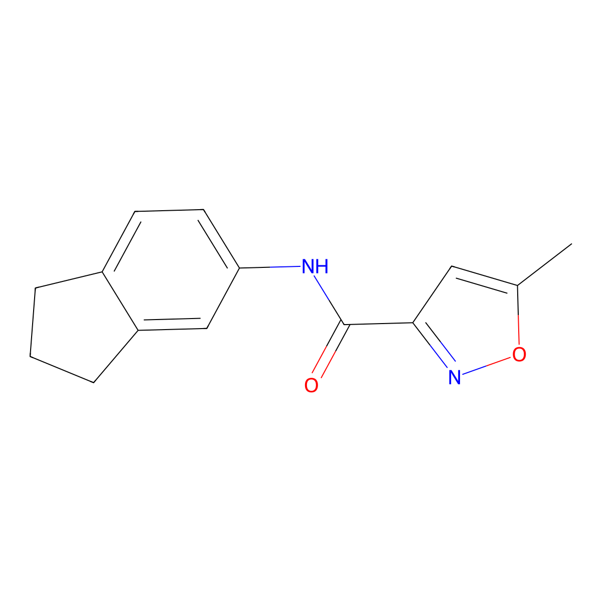 N-(2,3-dihydro-1H-inden-5-yl)-5-methyl-1,2-oxazole-3-carboxamide molecular structure, CAS 717855-91-9