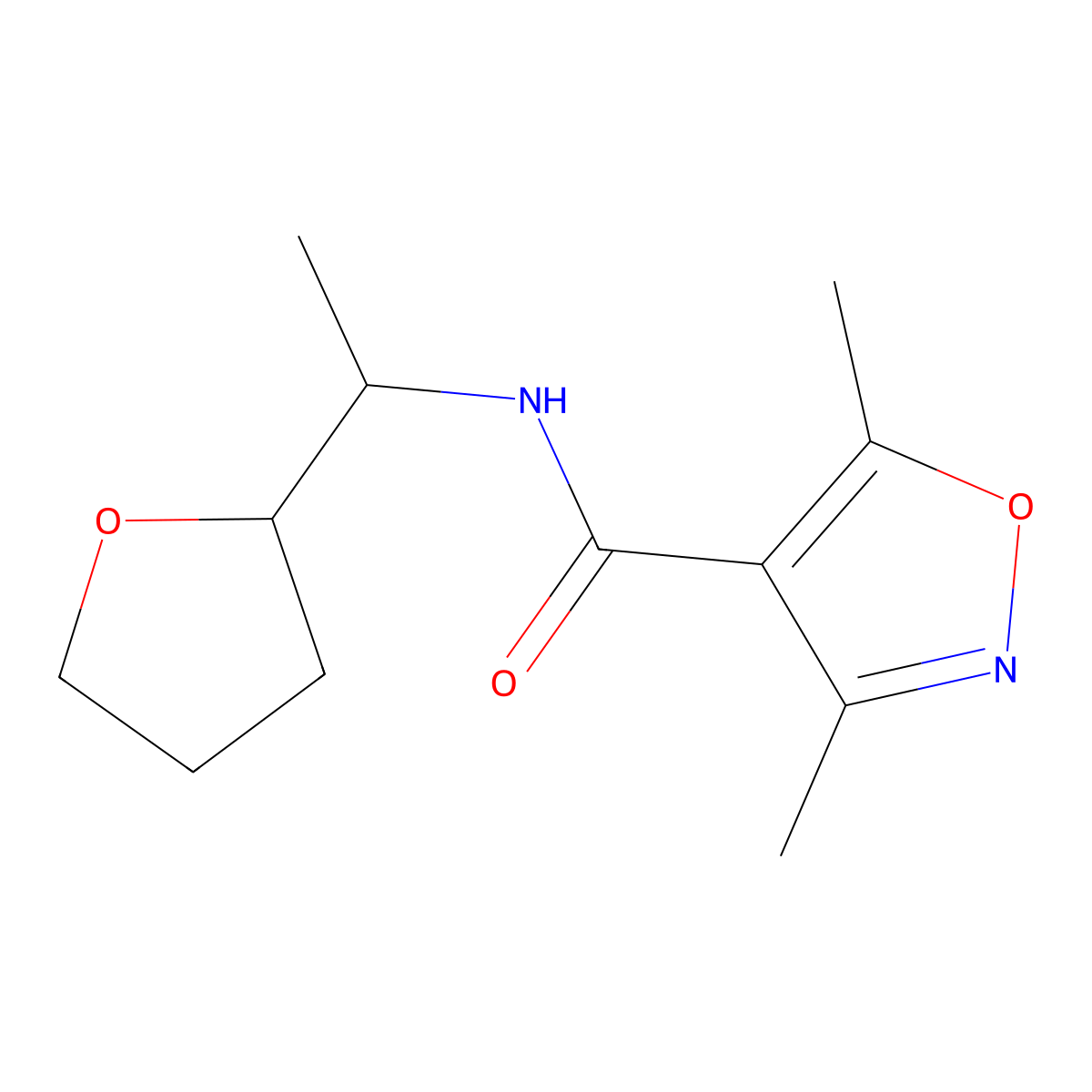 3,5-dimethyl-N-[1-(tetrahydro-2-furanyl)ethyl]-4-isoxazolecarboxamide molecular structure, CAS 717856-78-5