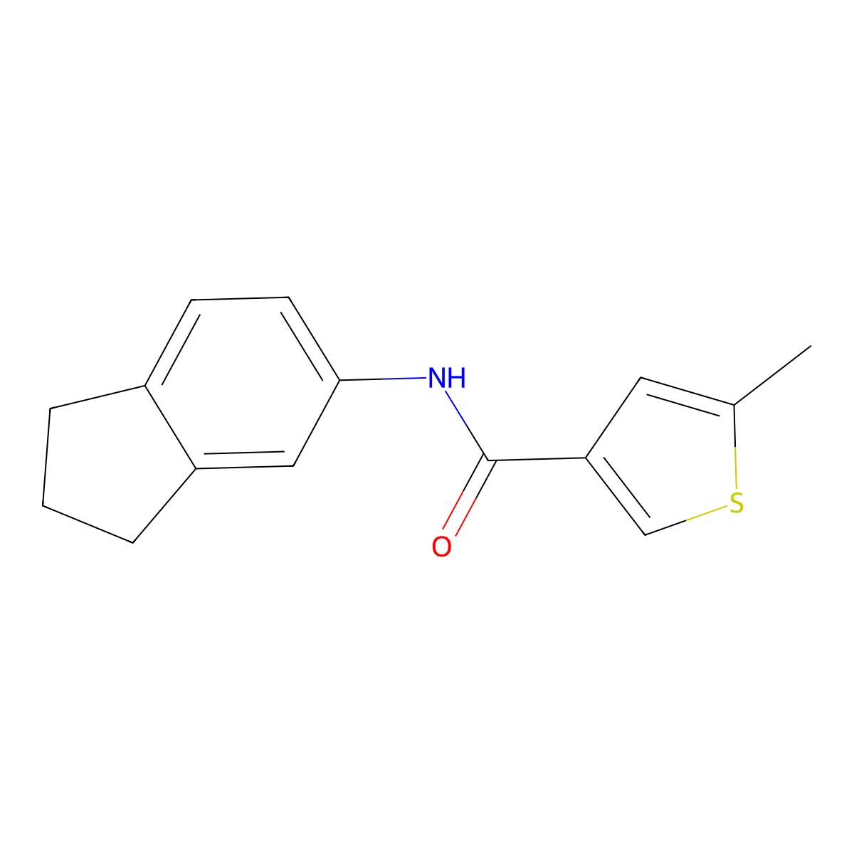 N-(2,3-dihydro-1H-inden-5-yl)-5-methylthiophene-3-carboxamide molecular structure, CAS 717856-83-2