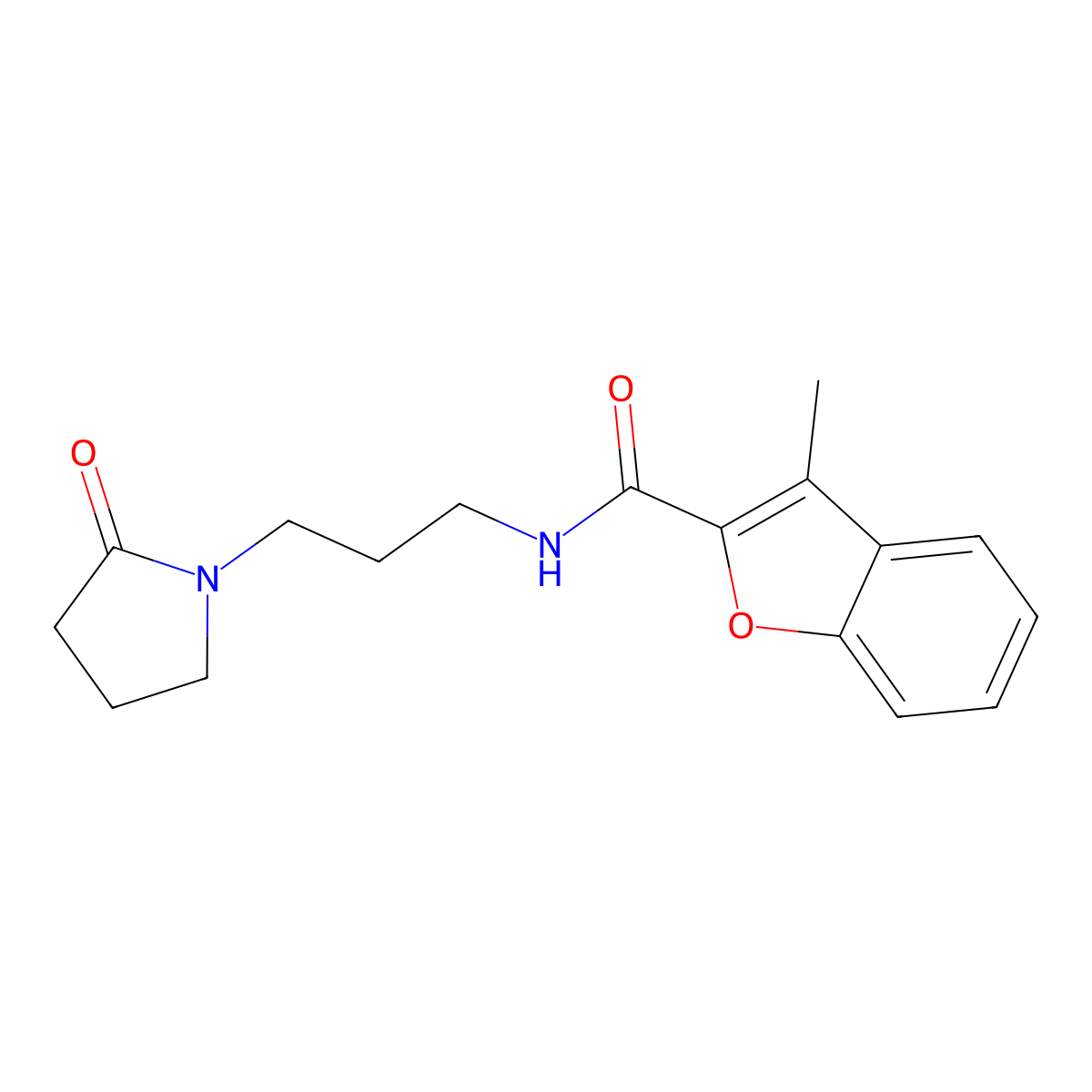3-methyl-N-[3-(2-oxopyrrolidin-1-yl)propyl]-1-benzofuran-2-carboxamide molecular structure, CAS 717857-08-4