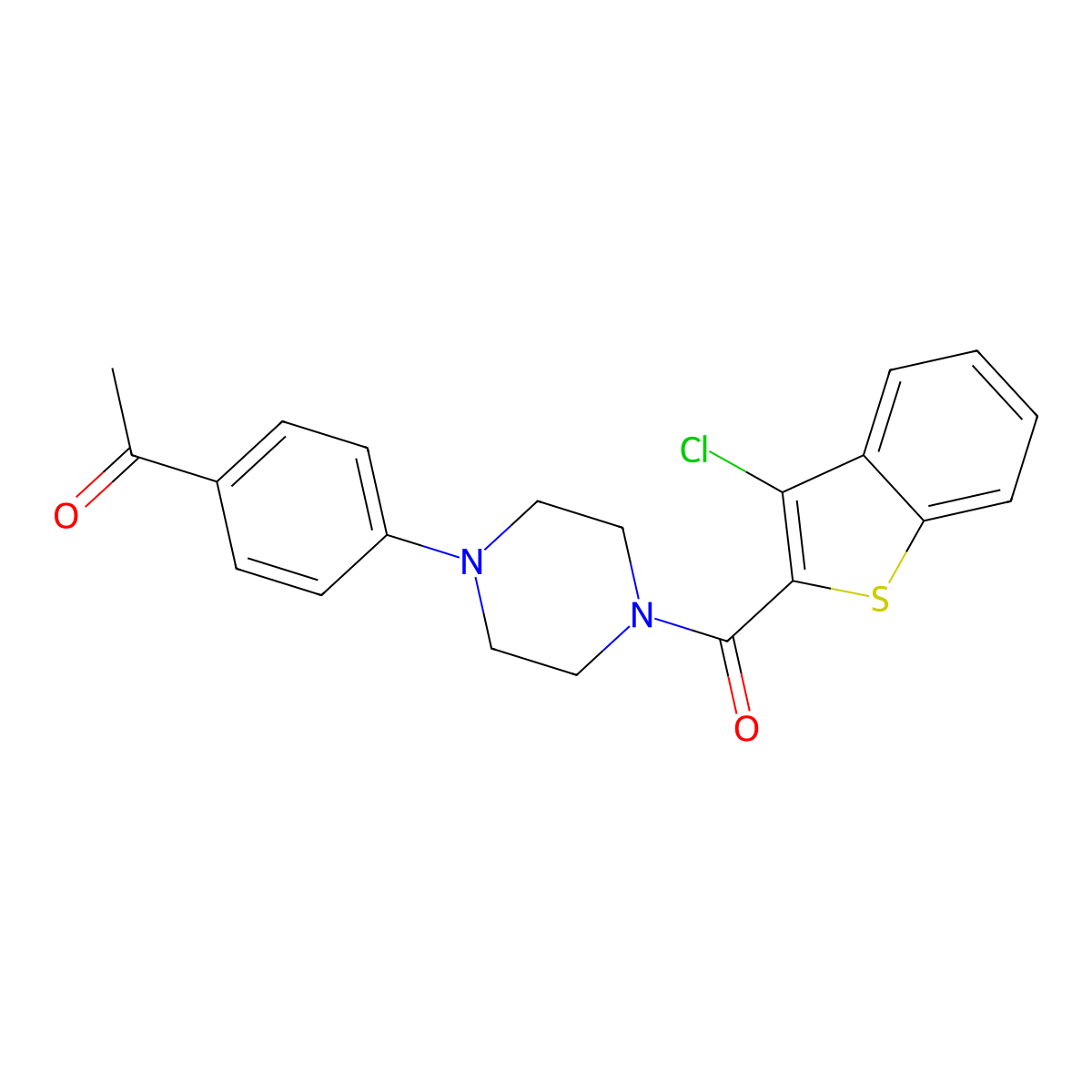 1-[4-[4-(3-Chloro-1-benzothiophene-2-carbonyl)piperazin-1-yl]phenyl]ethanone molecular structure, CAS 717857-11-9