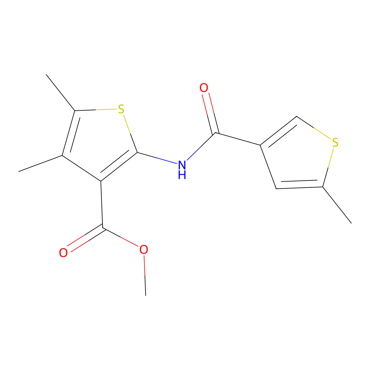 Methyl 4,5-dimethyl-2-{[(5-methylthiophen-3-yl)carbonyl]amino}thiophene-3-carboxylate molecular structure, CAS 717857-15-3