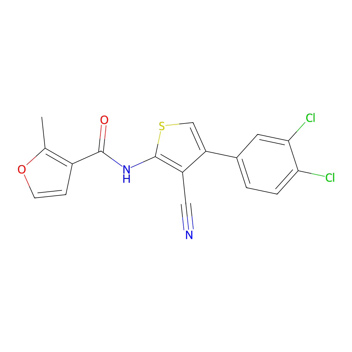 N-[3-cyano-4-(3,4-dichlorophenyl)thiophen-2-yl]-2-methylfuran-3-carboxamide molecular structure, CAS 717857-28-8