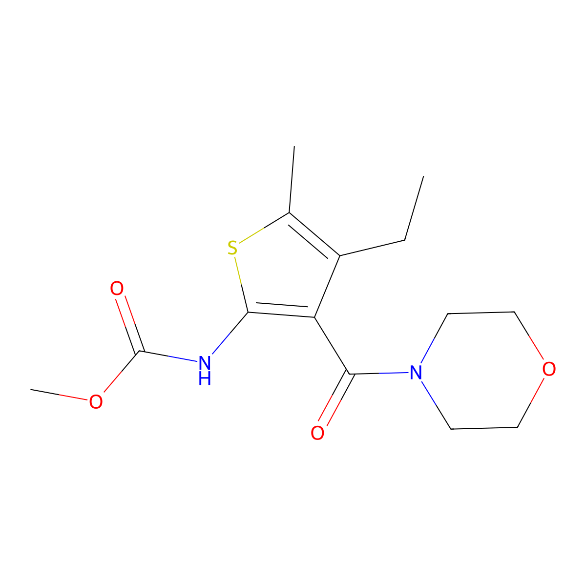 Methyl [4-ethyl-5-methyl-3-(4-morpholinylcarbonyl)-2-thienyl]carbamate molecular structure, CAS 717857-45-9
