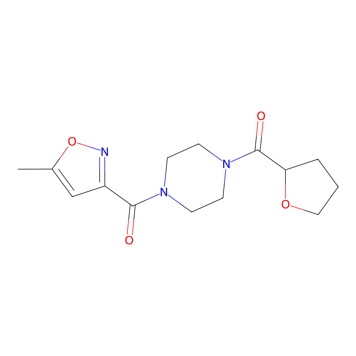 (5-Methyl-1,2-oxazol-3-yl)[4-(tetrahydrofuran-2-ylcarbonyl)piperazin-1-yl]methanone molecular structure, CAS 717857-46-0