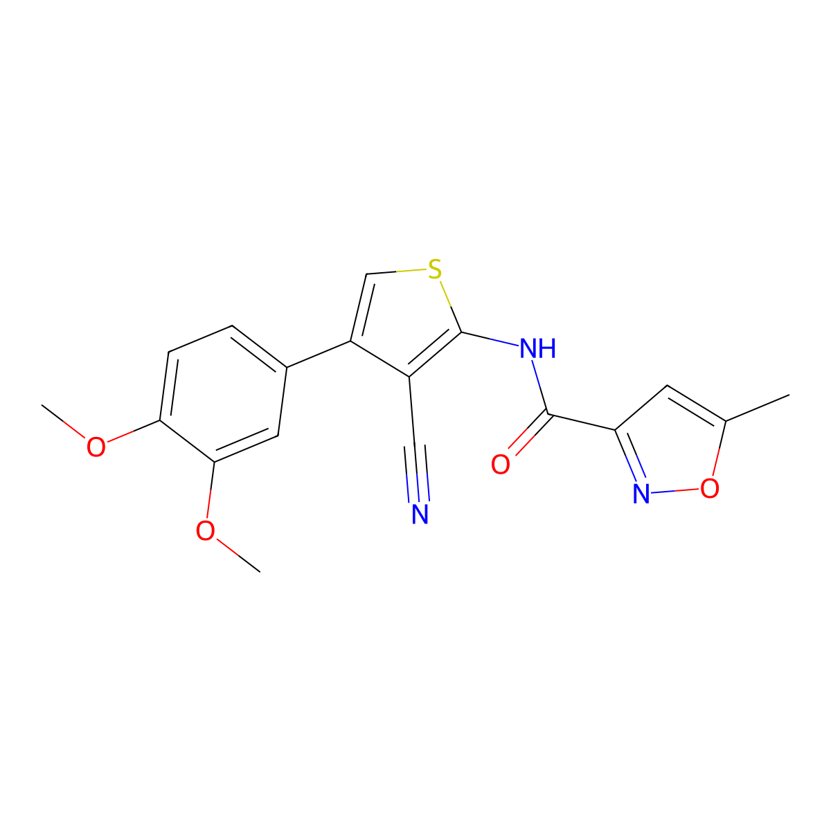 N-[3-cyano-4-(3,4-dimethoxyphenyl)-2-thienyl]-5-methyl-3-isoxazolecarboxamide molecular structure, CAS 717857-47-1