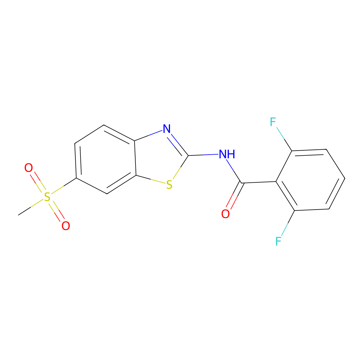 2,6-difluoro-N-(6-methylsulfonyl-1,3-benzothiazol-2-yl)benzamide molecular structure, CAS 717857-72-2