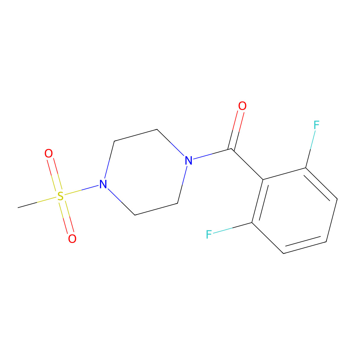 (2,6-Difluorophenyl)-(4-methylsulfonylpiperazin-1-yl)methanone molecular structure, CAS 717857-75-5