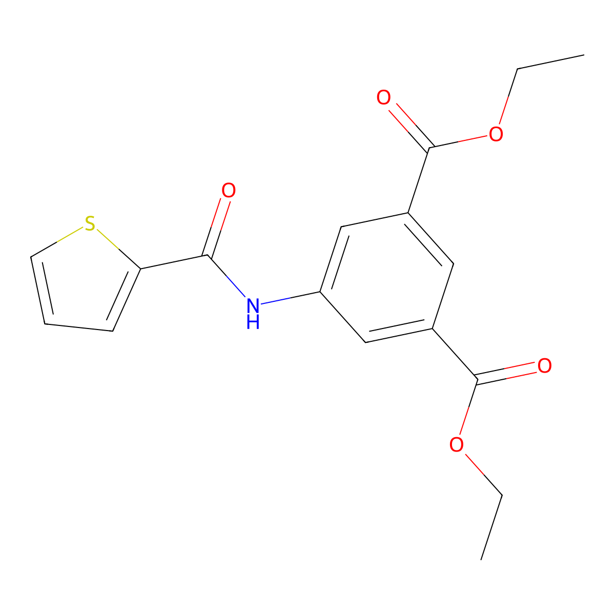Ethyl 3-(ethoxycarbonyl)-5-(2-thienylcarbonylamino)benzoate molecular structure, CAS 717857-81-3