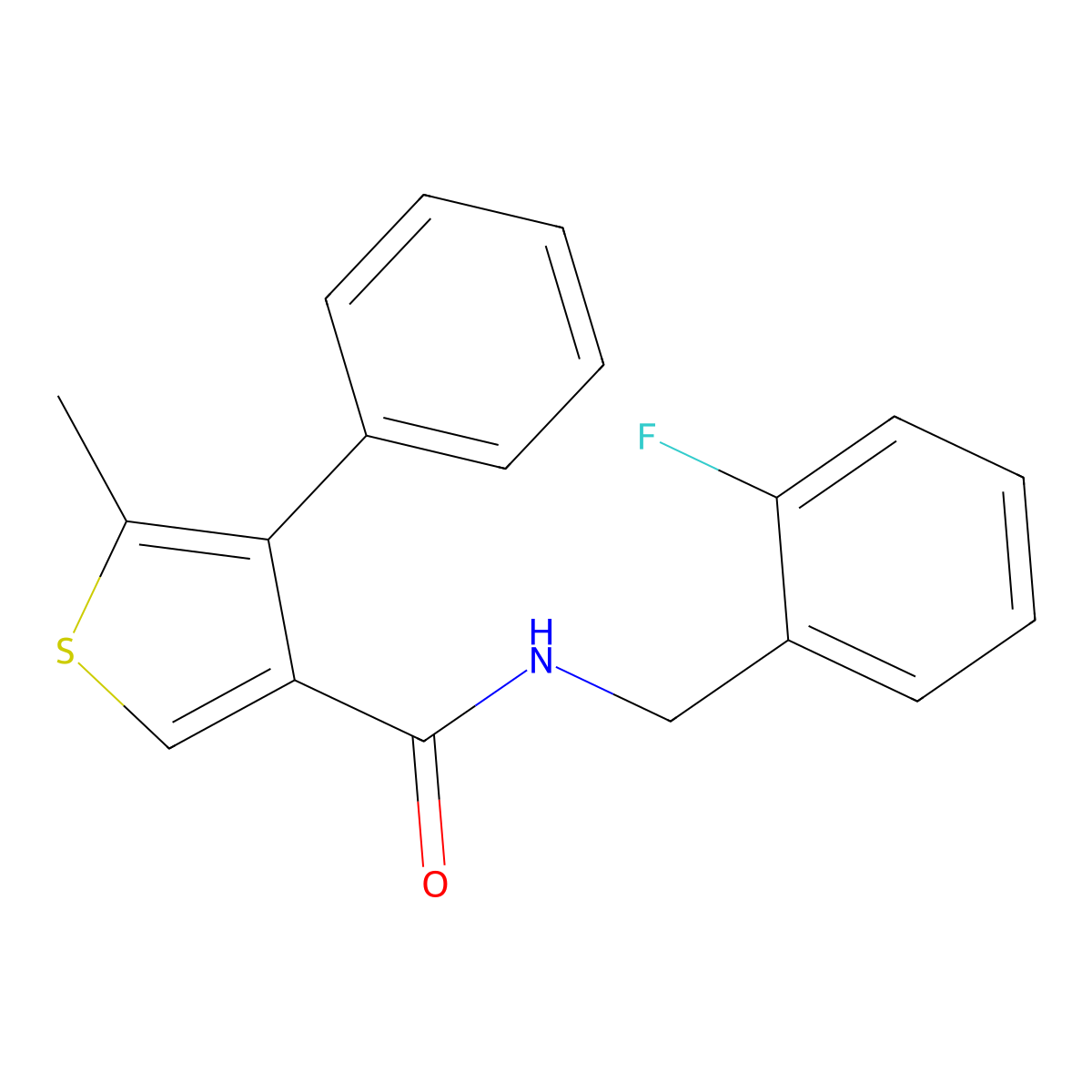 N-[(2-fluorophenyl)methyl]-5-methyl-4-phenylthiophene-3-carboxamide molecular structure, CAS 717857-85-7