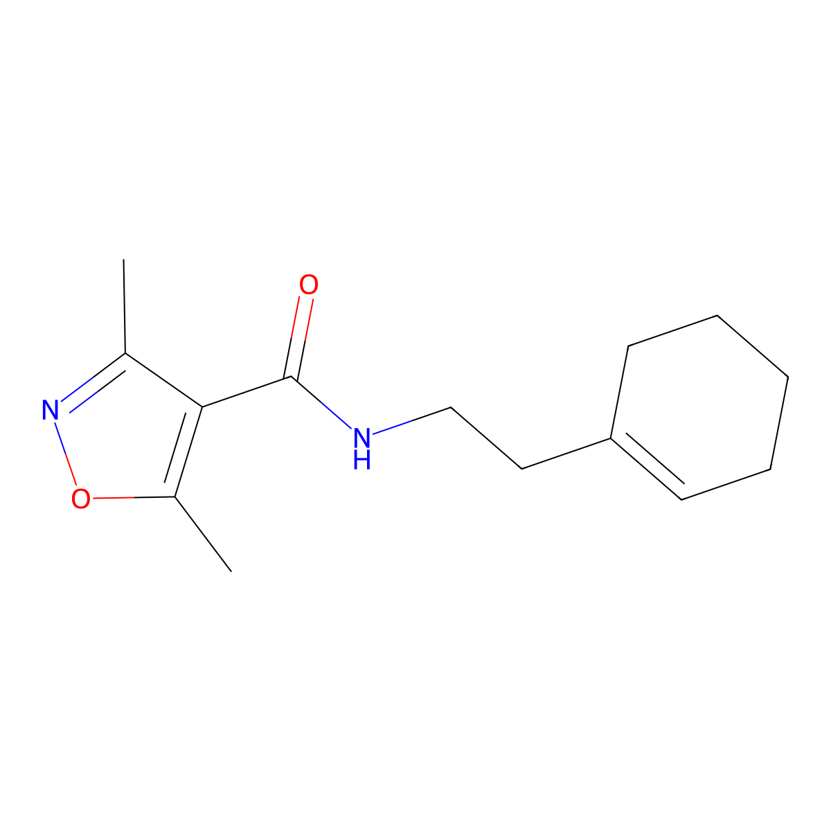 N-[2-(cyclohex-1-en-1-yl)ethyl]-3,5-dimethyl-1,2-oxazole-4-carboxamide molecular structure, CAS 717857-92-6