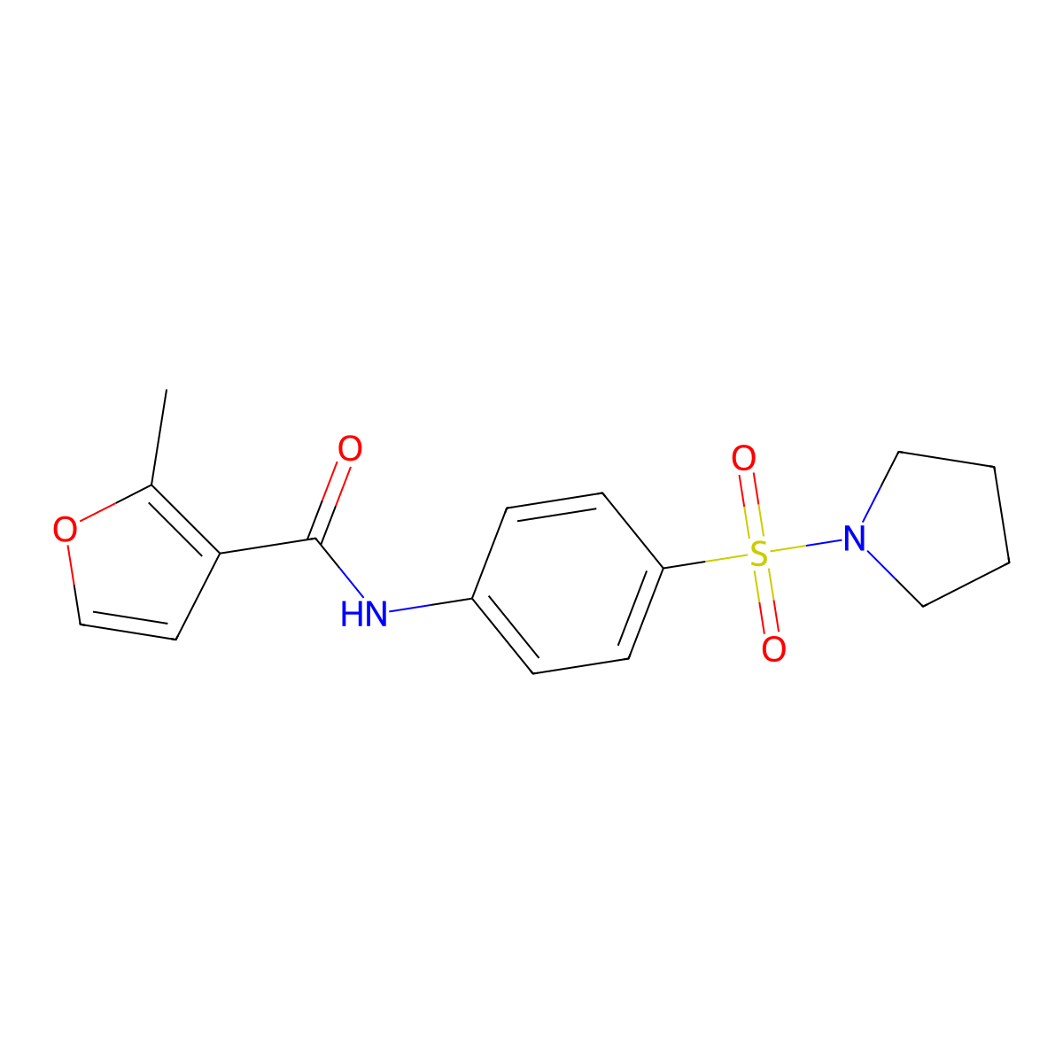 2-methyl-N-(4-pyrrolidin-1-ylsulfonylphenyl)furan-3-carboxamide molecular structure, CAS 717858-10-1