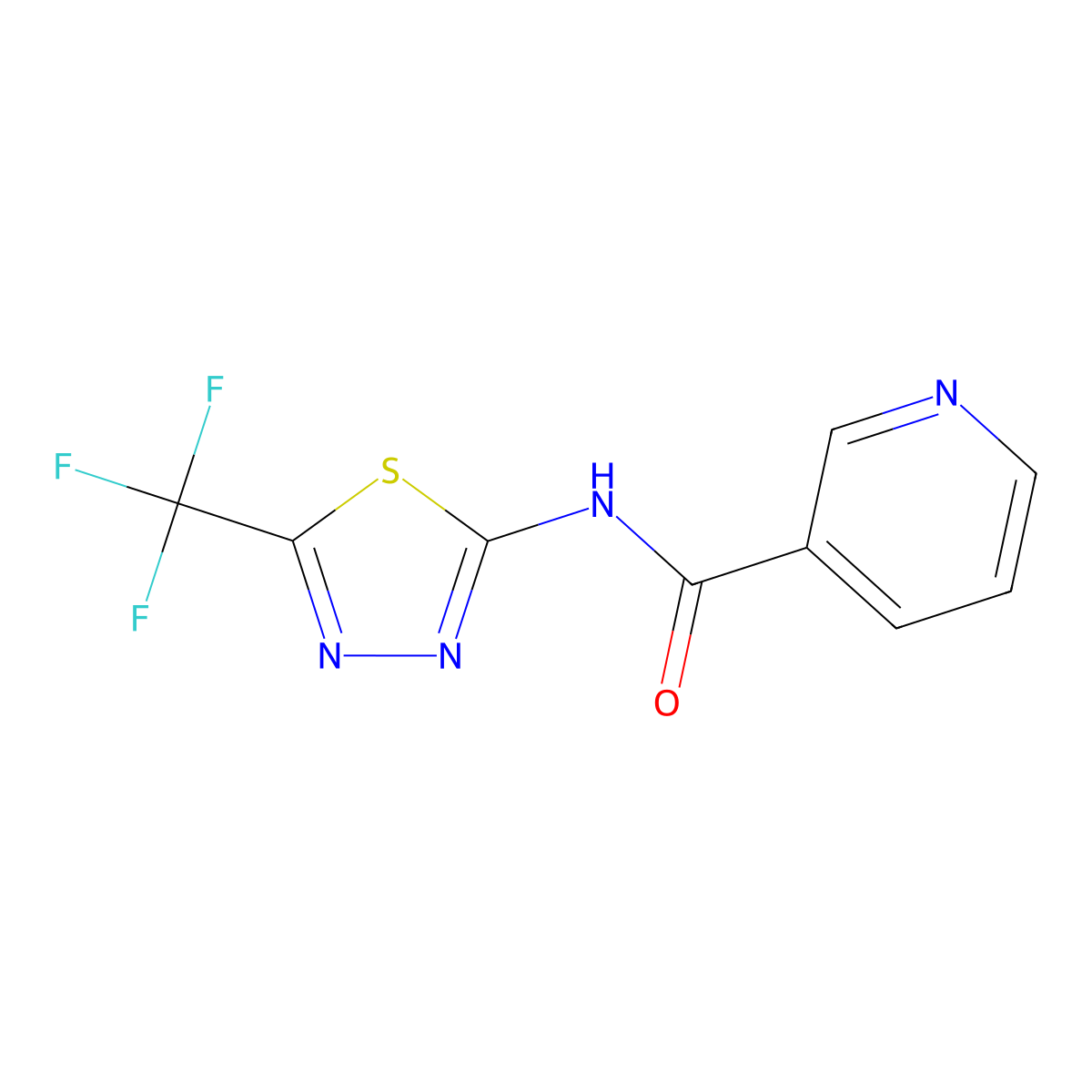 N-[5-(trifluoromethyl)-1,3,4-thiadiazol-2-yl]-3-pyridinecarboxamide molecular structure, CAS 717858-41-8