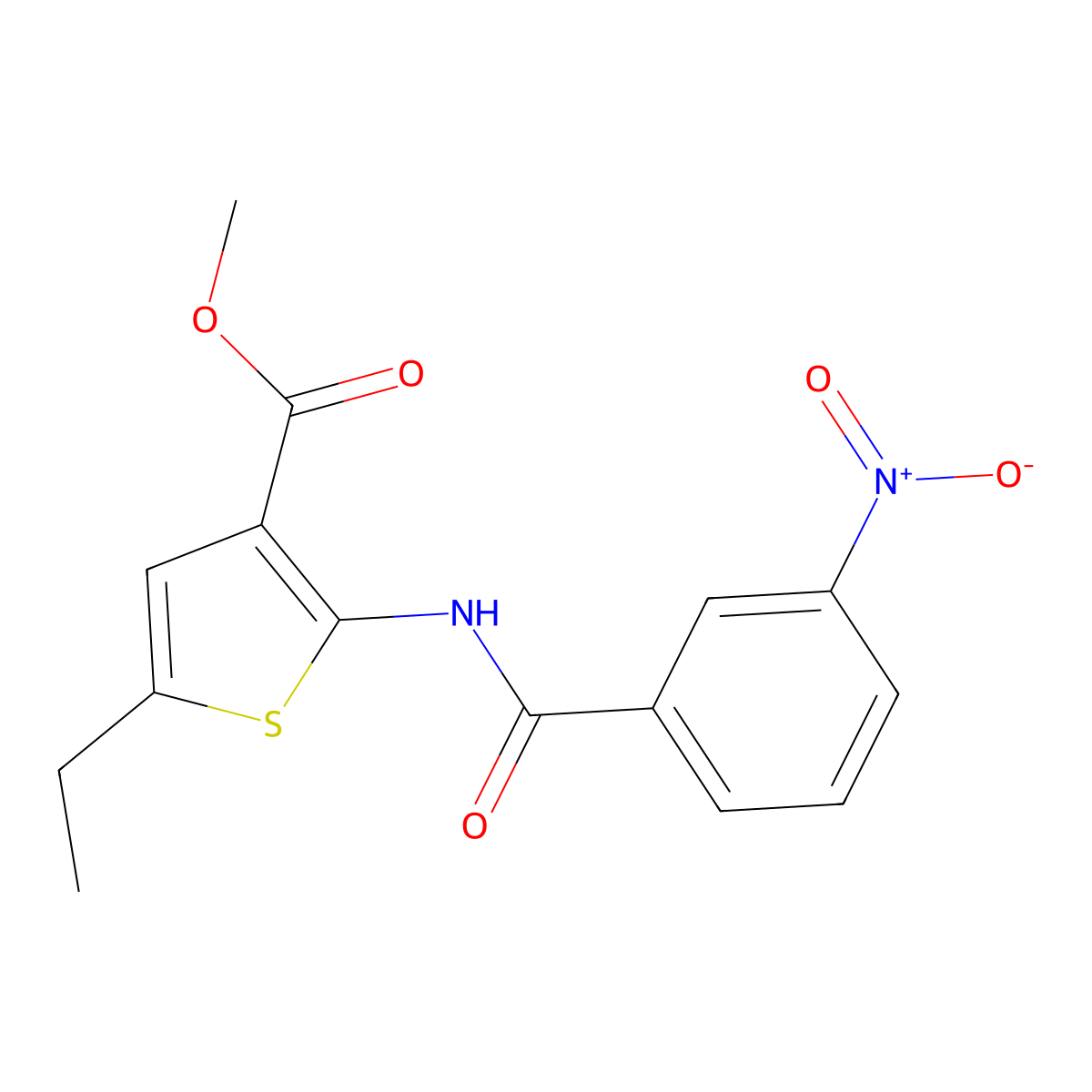 Methyl 5-ethyl-2-[(3-nitrobenzoyl)amino]thiophene-3-carboxylate molecular structure, CAS 717858-76-9