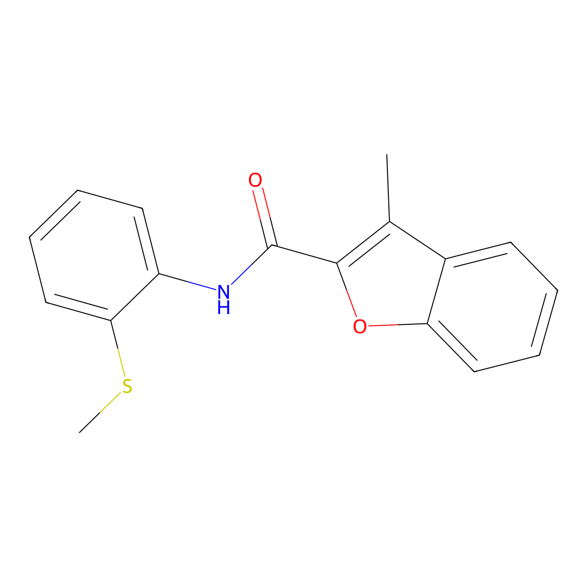 3-methyl-N-[2-(methylsulfanyl)phenyl]-1-benzofuran-2-carboxamide molecular structure, CAS 717858-77-0