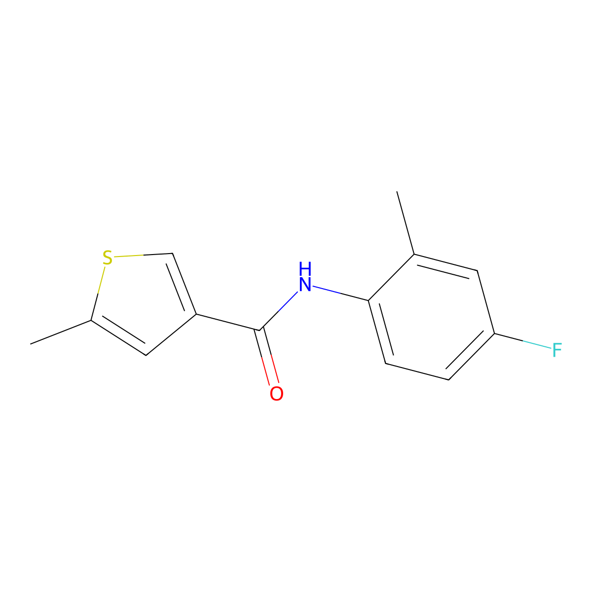 N-(4-fluoro-2-methylphenyl)-5-methylthiophene-3-carboxamide molecular structure, CAS 717858-87-2