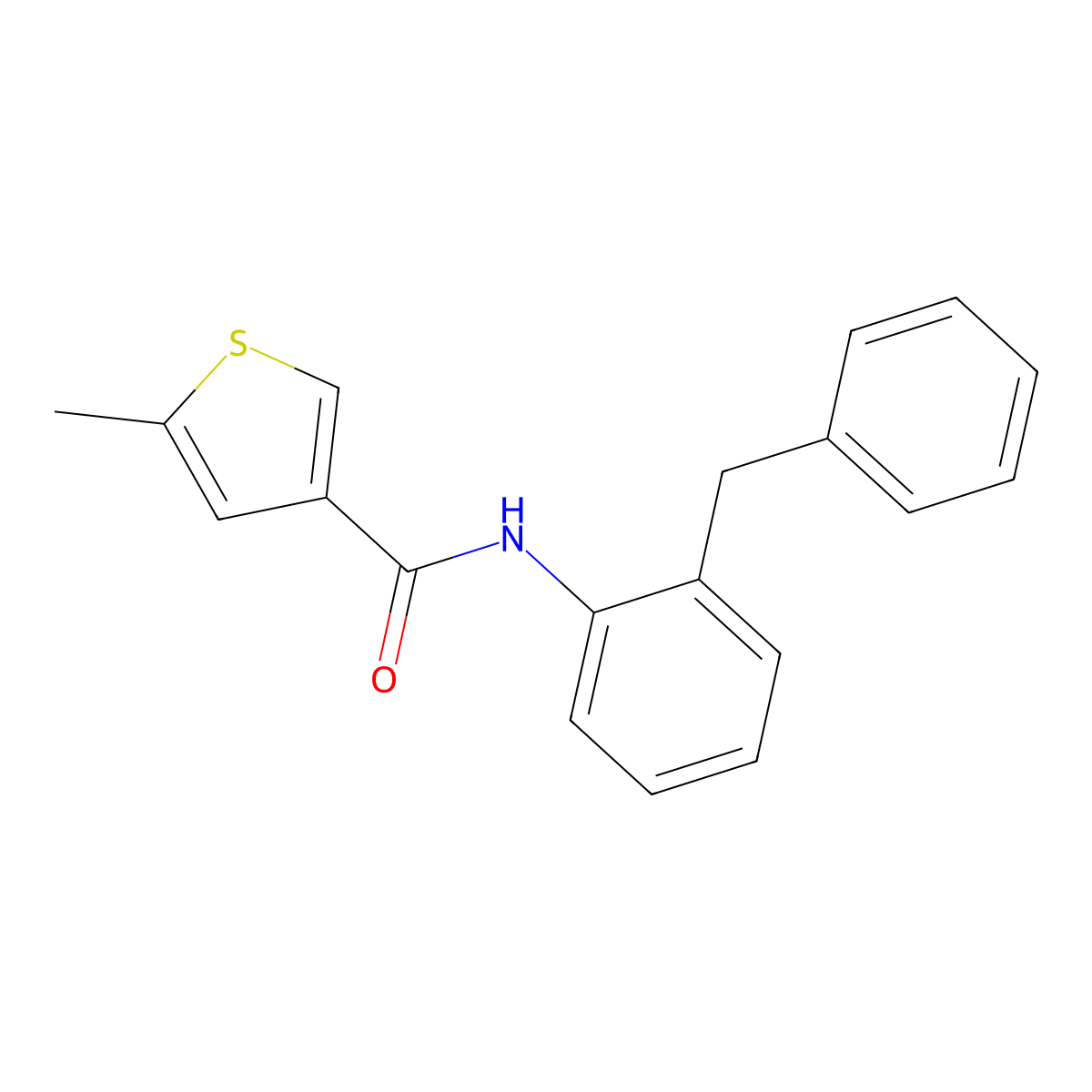 N-(2-benzylphenyl)-5-methylthiophene-3-carboxamide molecular structure, CAS 717859-05-7