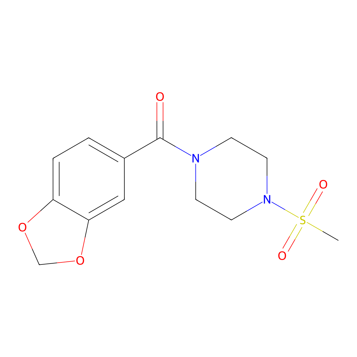 1,3-Benzodioxol-5-yl-(4-methylsulfonylpiperazin-1-yl)methanone molecular structure, CAS 717859-15-9