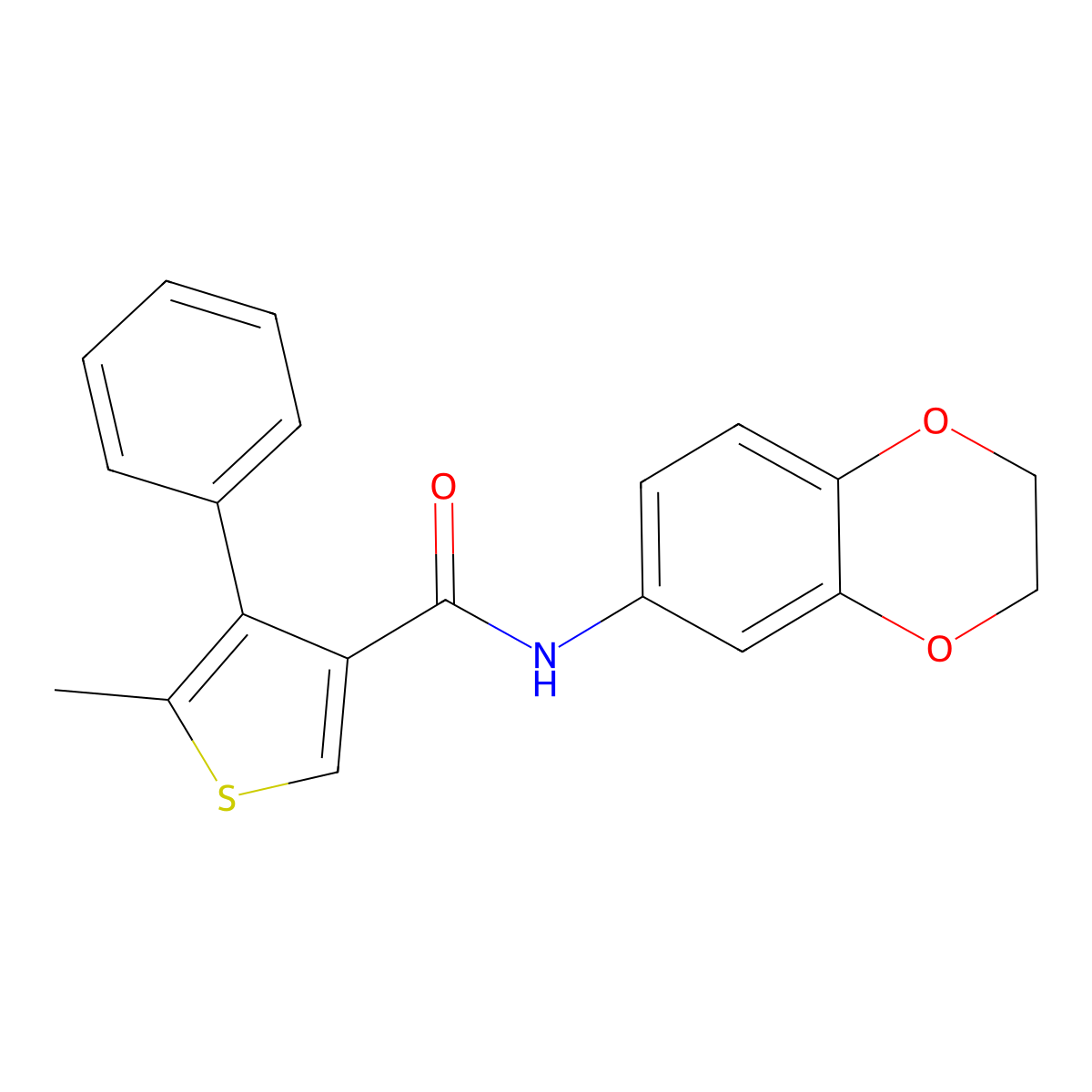 N-(2,3-dihydro-1,4-benzodioxin-6-yl)-5-methyl-4-phenylthiophene-3-carboxamide molecular structure, CAS 717859-31-9