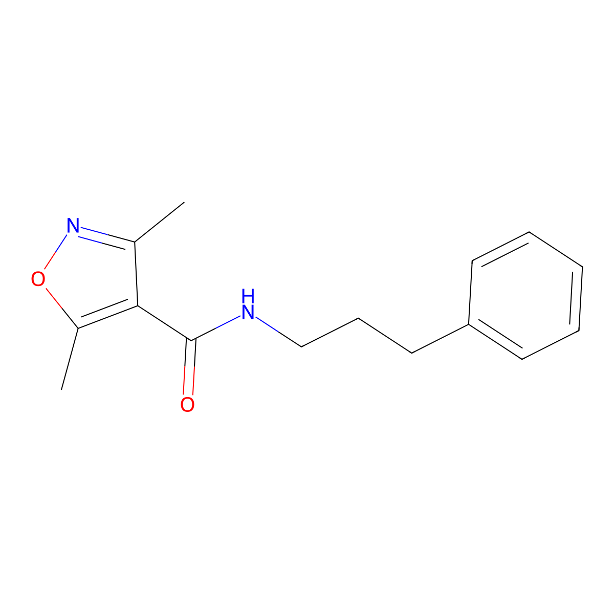 3,5-dimethyl-N-(3-phenylpropyl)-1,2-oxazole-4-carboxamide molecular structure, CAS 717859-55-7
