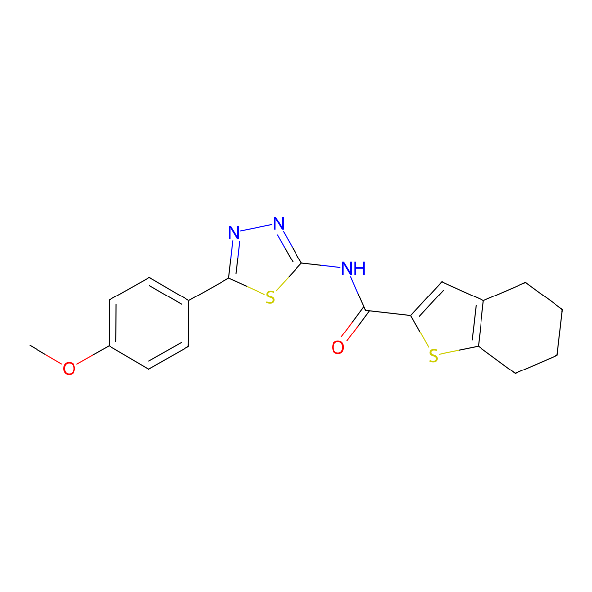 N-[5-(4-methoxyphenyl)-1,3,4-thiadiazol-2-yl]-4,5,6,7-tetrahydro-1-benzothiophene-2-carboxamide molecular structure, CAS 717859-59-1