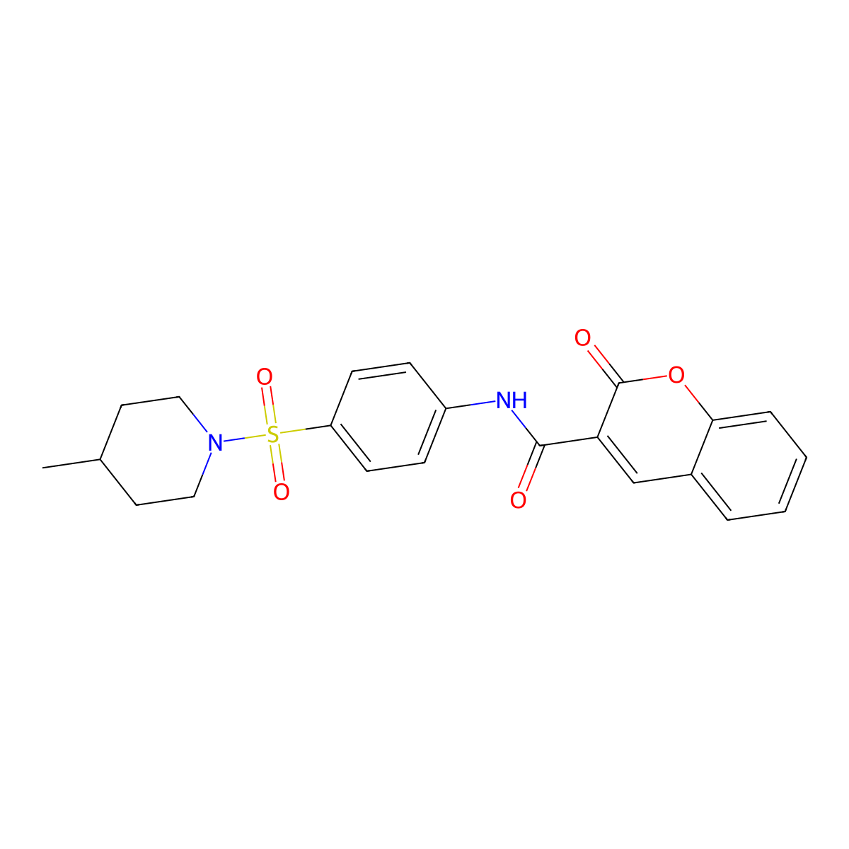 N-[4-(4-methylpiperidin-1-yl)sulfonylphenyl]-2-oxochromene-3-carboxamide molecular structure, CAS 717859-79-5