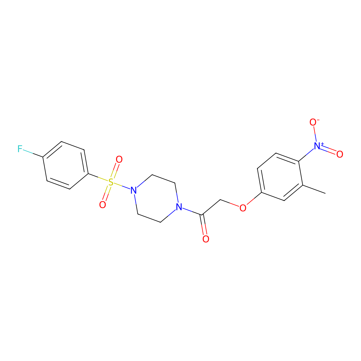 1-[4-(4-Fluorophenyl)sulfonylpiperazin-1-yl]-2-(3-methyl-4-nitrophenoxy)ethanone molecular structure, CAS 717860-05-4