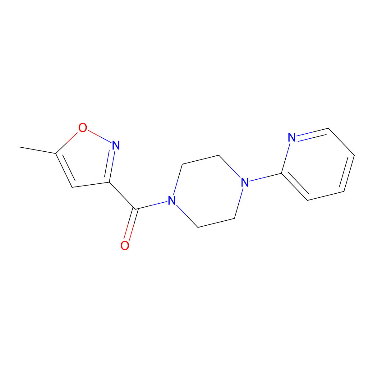 (5-Methyl-1,2-oxazol-3-yl)-(4-pyridin-2-ylpiperazin-1-yl)methanone molecular structure, CAS 717860-16-7