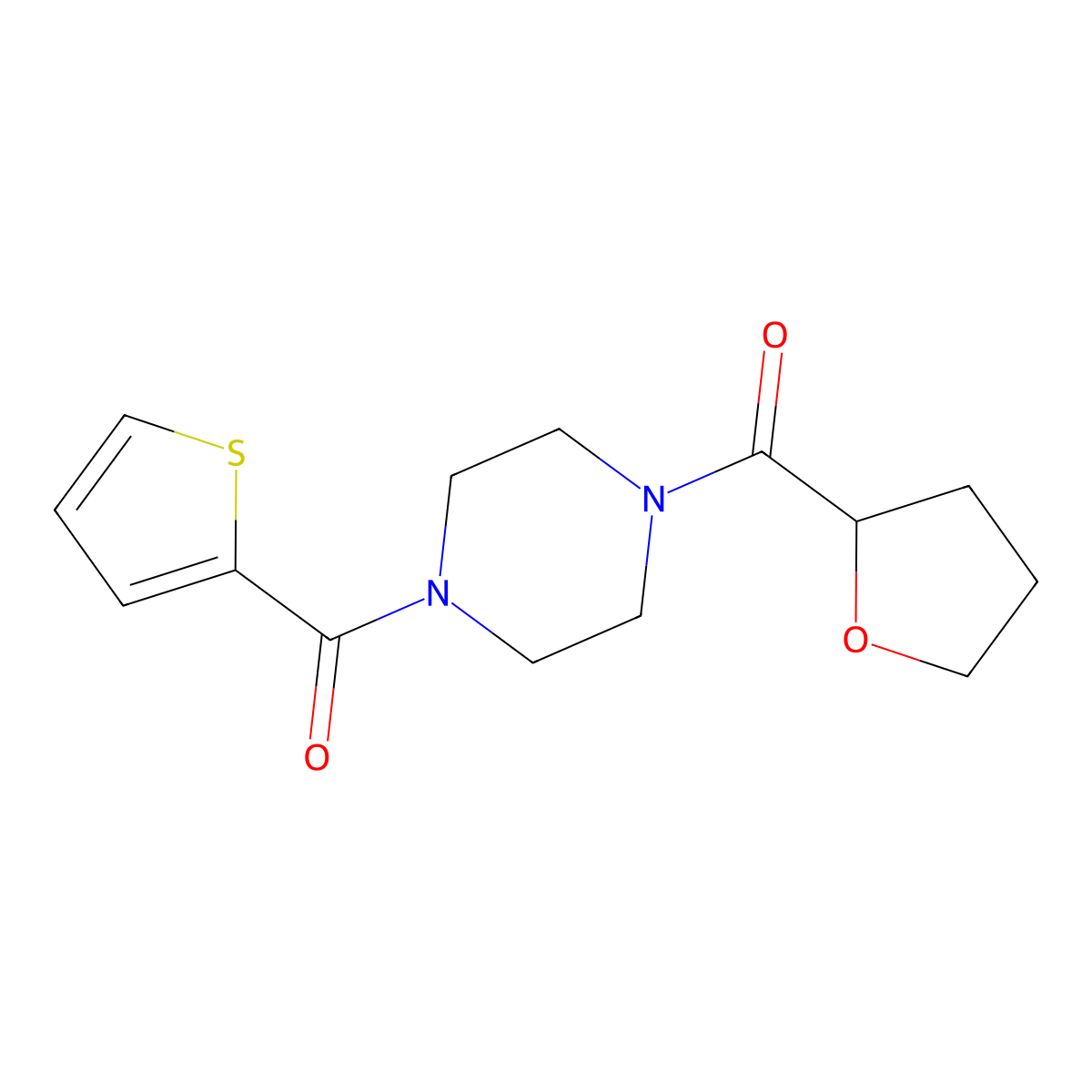 Oxolan-2-yl-[4-(thiophene-2-carbonyl)piperazin-1-yl]methanone molecular structure, CAS 717860-26-9