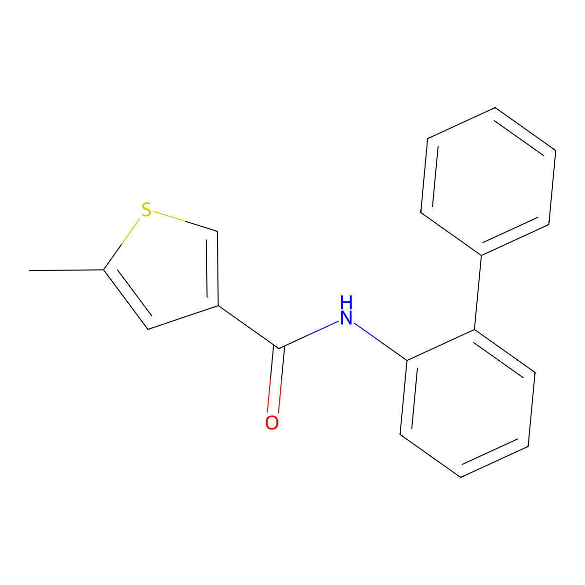5-methyl-N-(2-phenylphenyl)thiophene-3-carboxamide molecular structure, CAS 717860-61-2