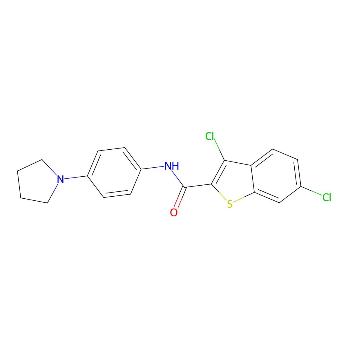 3,6-dichloro-N-(4-pyrrolidin-1-ylphenyl)-1-benzothiophene-2-carboxamide molecular structure, CAS 717860-62-3